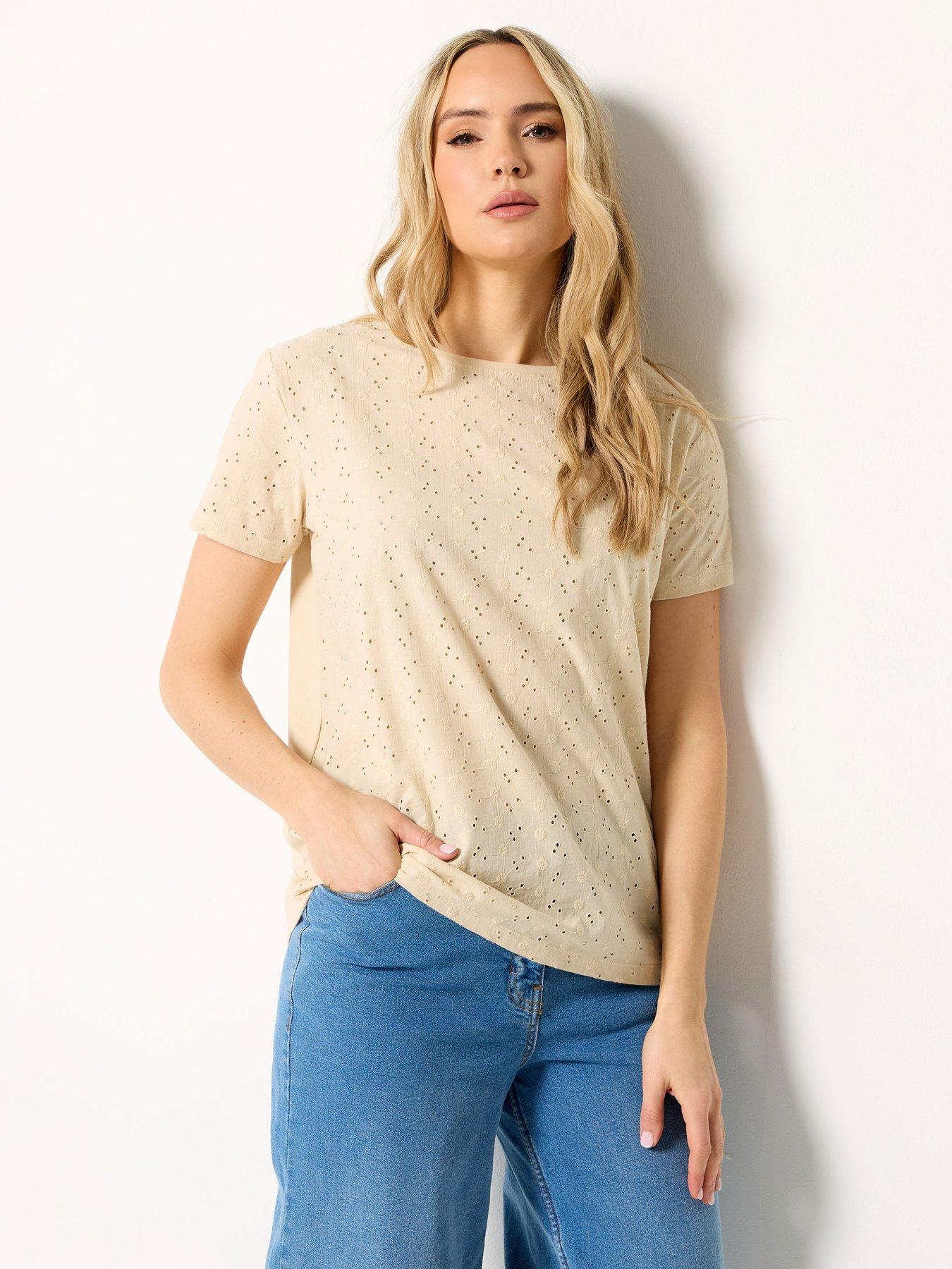 Long Tall Sally Tall Square Neck Broidery Front T-shirt
