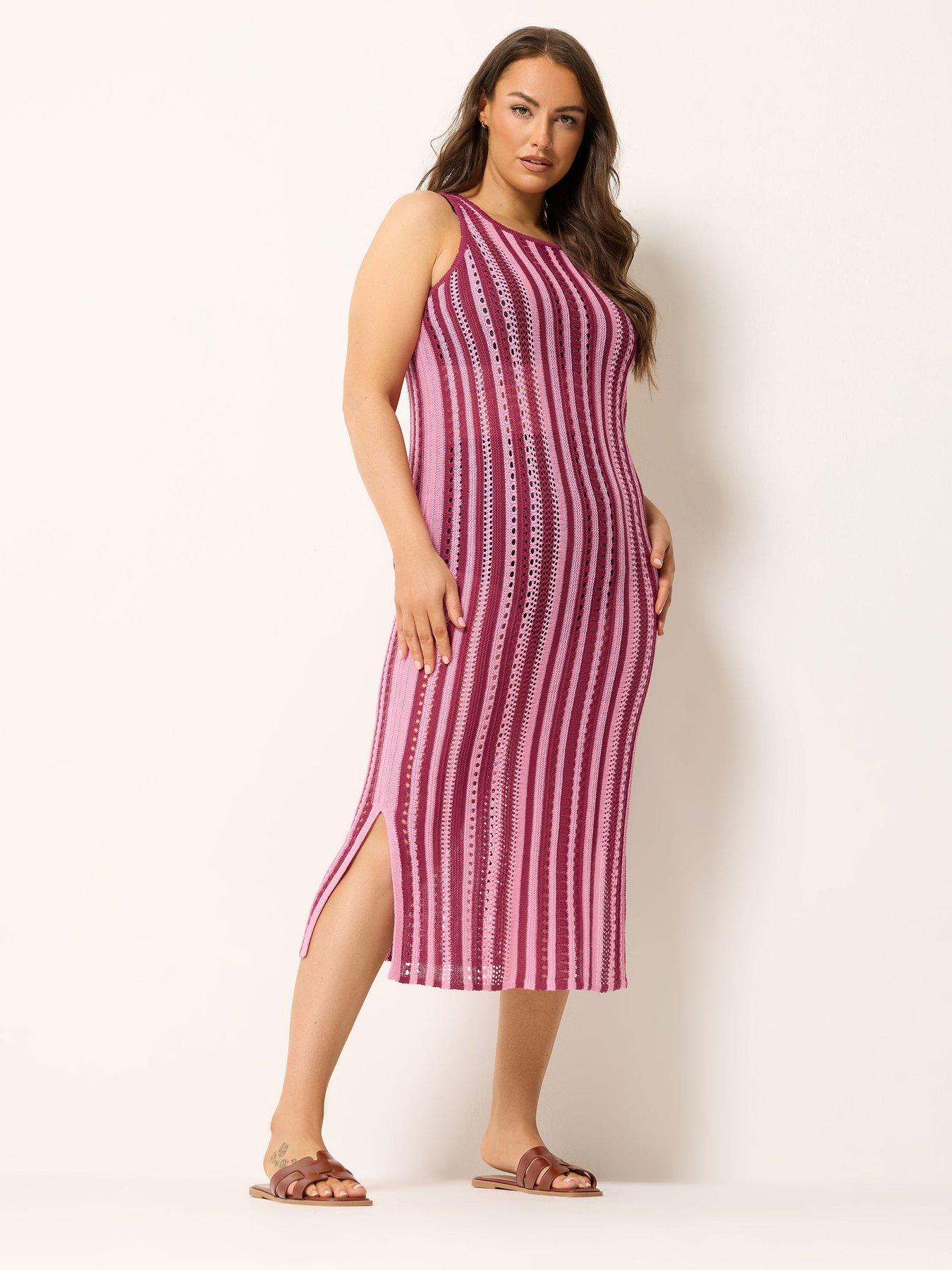 Image 1 of 5 of Yours Curve Striped Maxi Dress