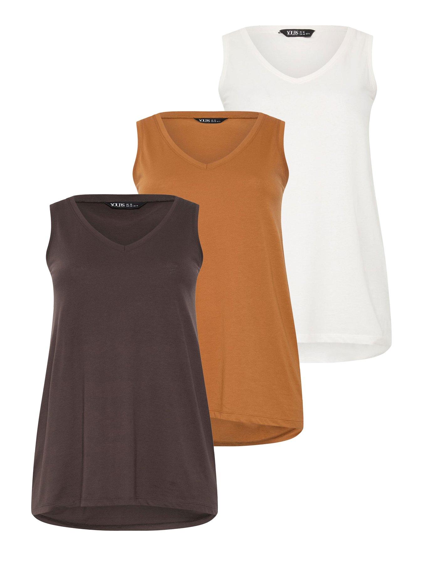 Image 5 of 5 of Yours Curve 3 Pack Core Vests - Multi&nbsp;