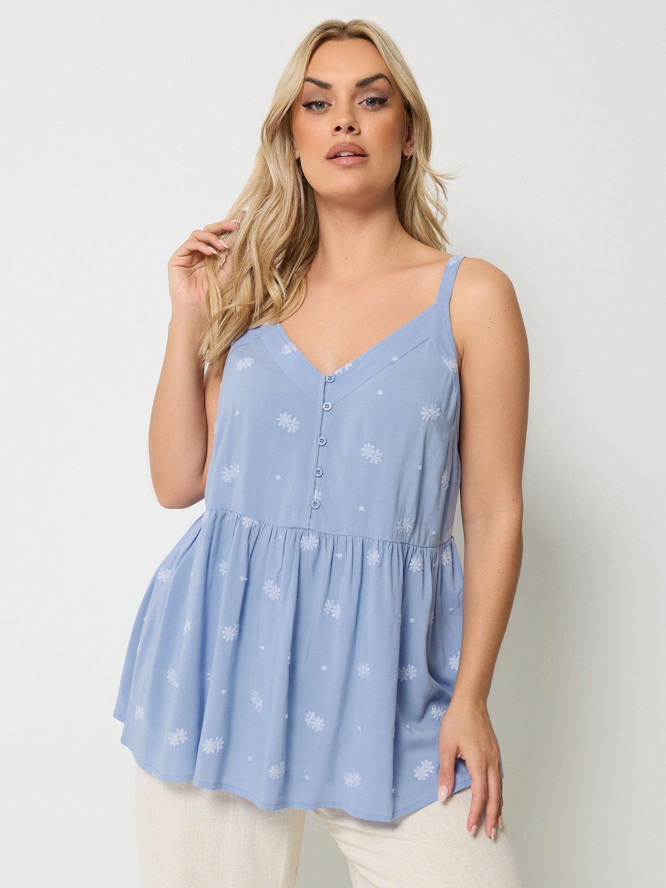 Yours Curve Embroidered Cami - Blue