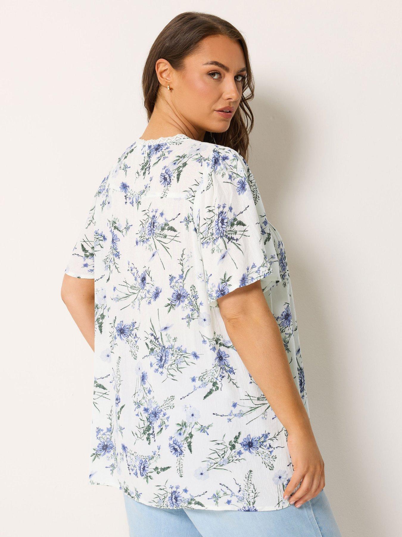 Image 2 of 5 of Yours Curve Floral Notch Neck Blouse