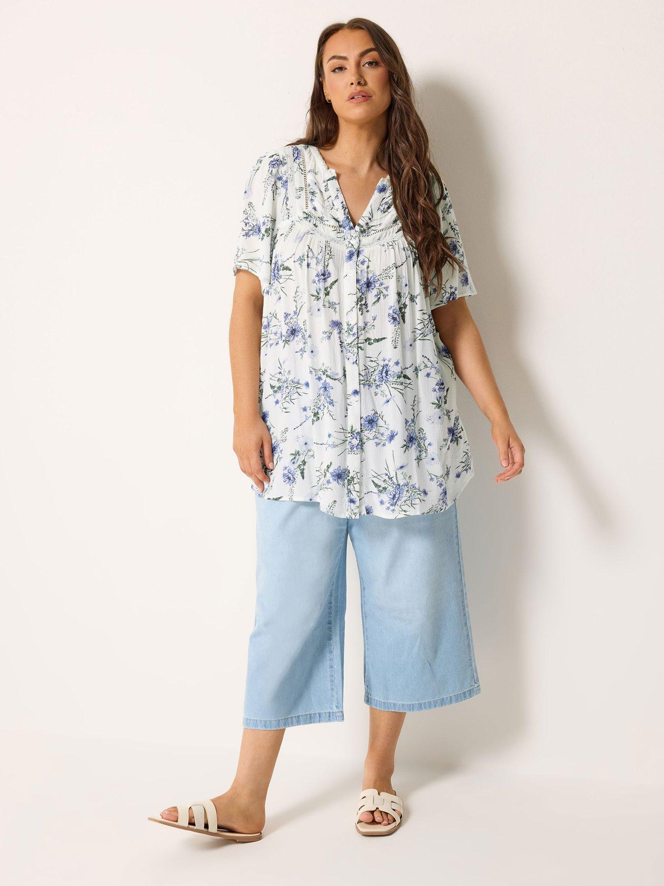 Image 3 of 5 of Yours Curve Floral Notch Neck Blouse