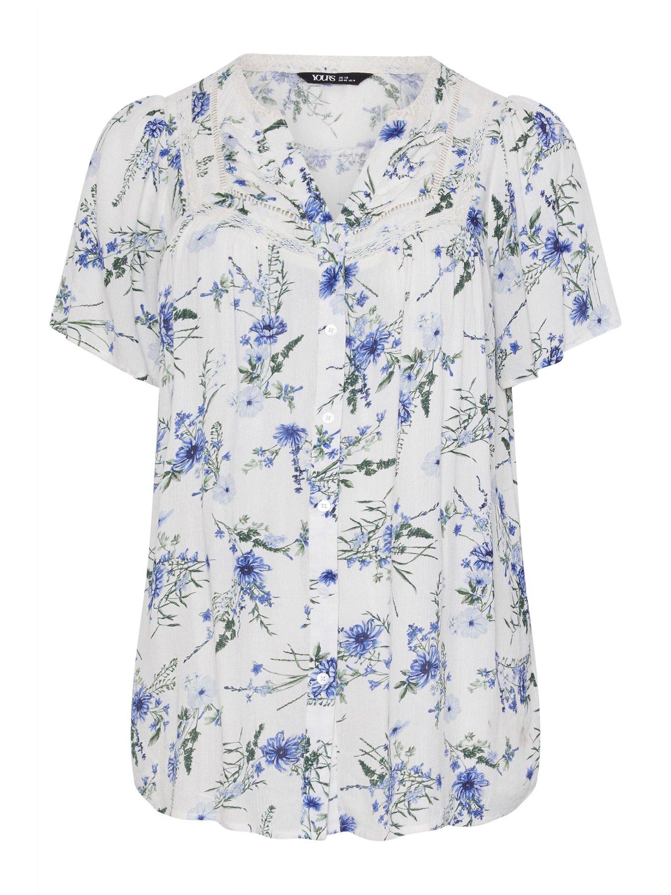 Image 5 of 5 of Yours Curve Floral Notch Neck Blouse