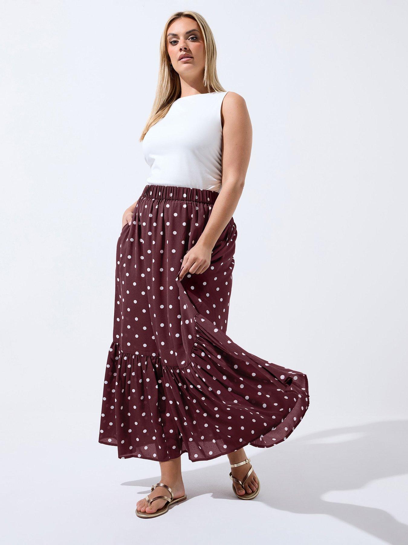 Yours Curve Polka Dot Skirt - Red