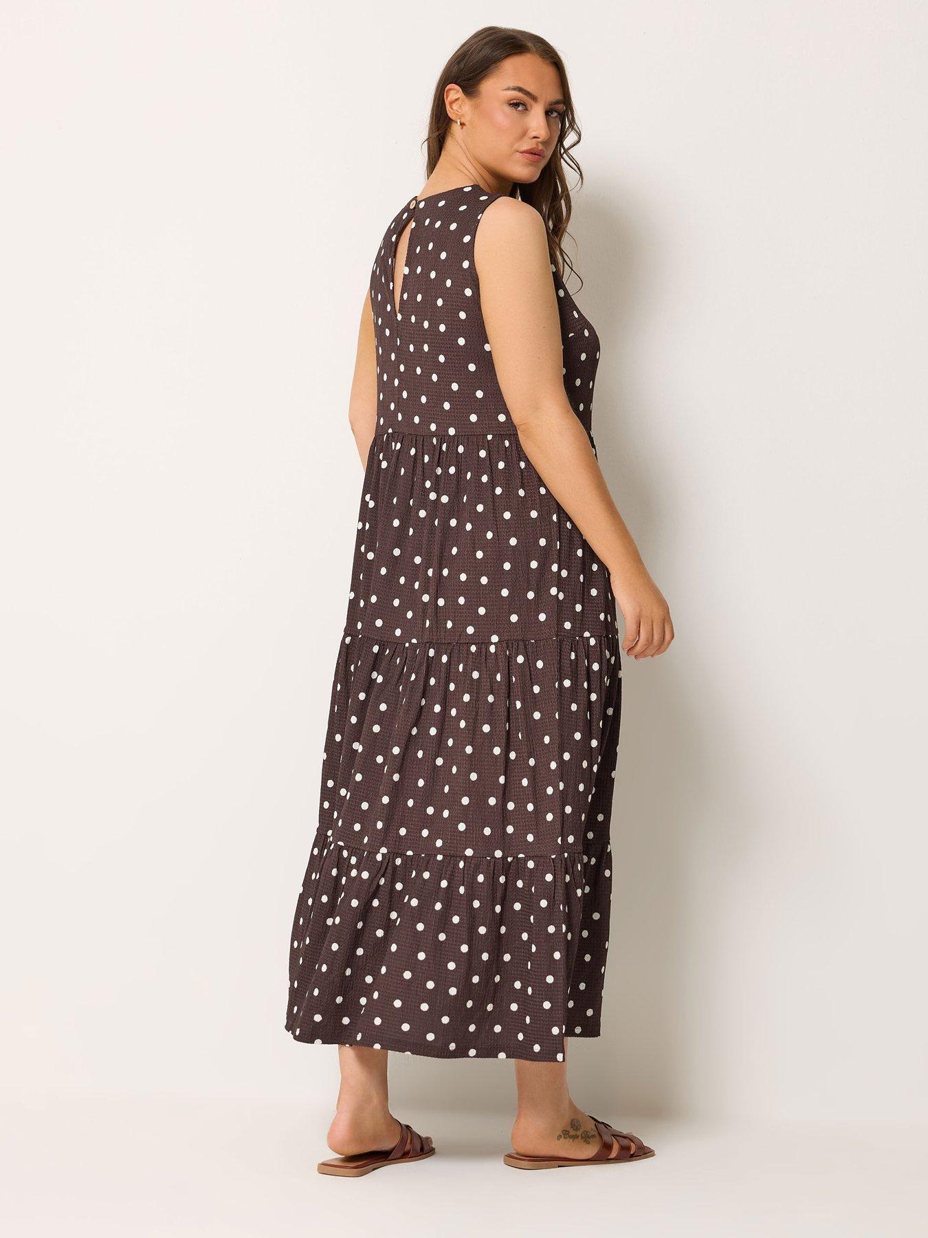 Image 2 of 5 of Yours Curve Polka Dot Tie Maxi Dress