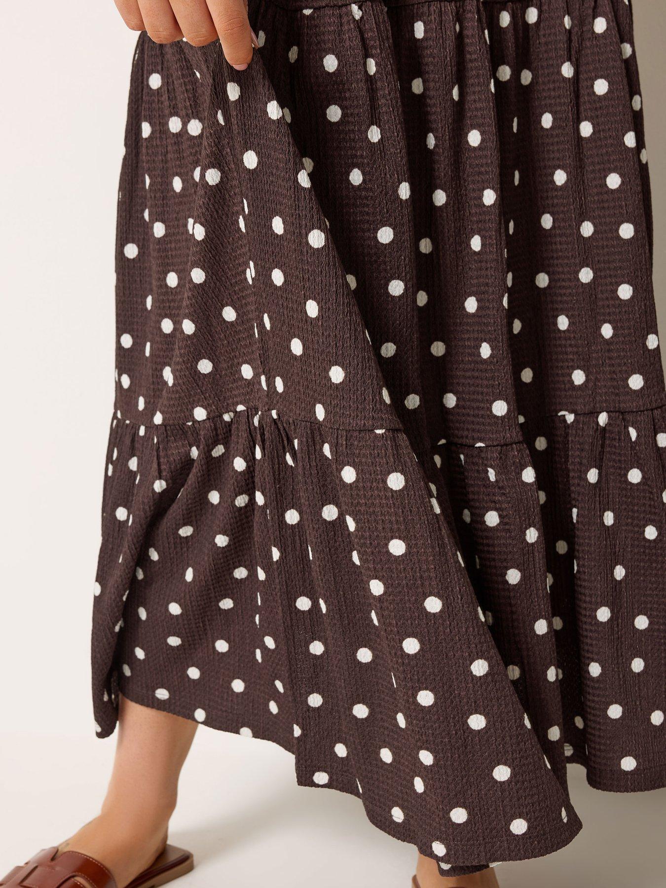 Image 4 of 5 of Yours Curve Polka Dot Tie Maxi Dress
