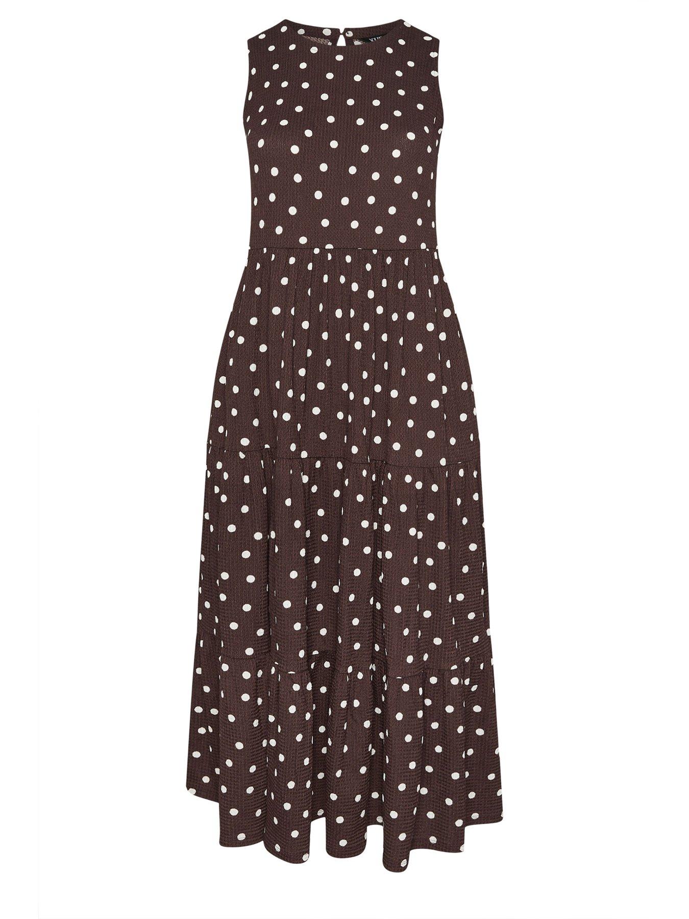 Image 5 of 5 of Yours Curve Polka Dot Tie Maxi Dress