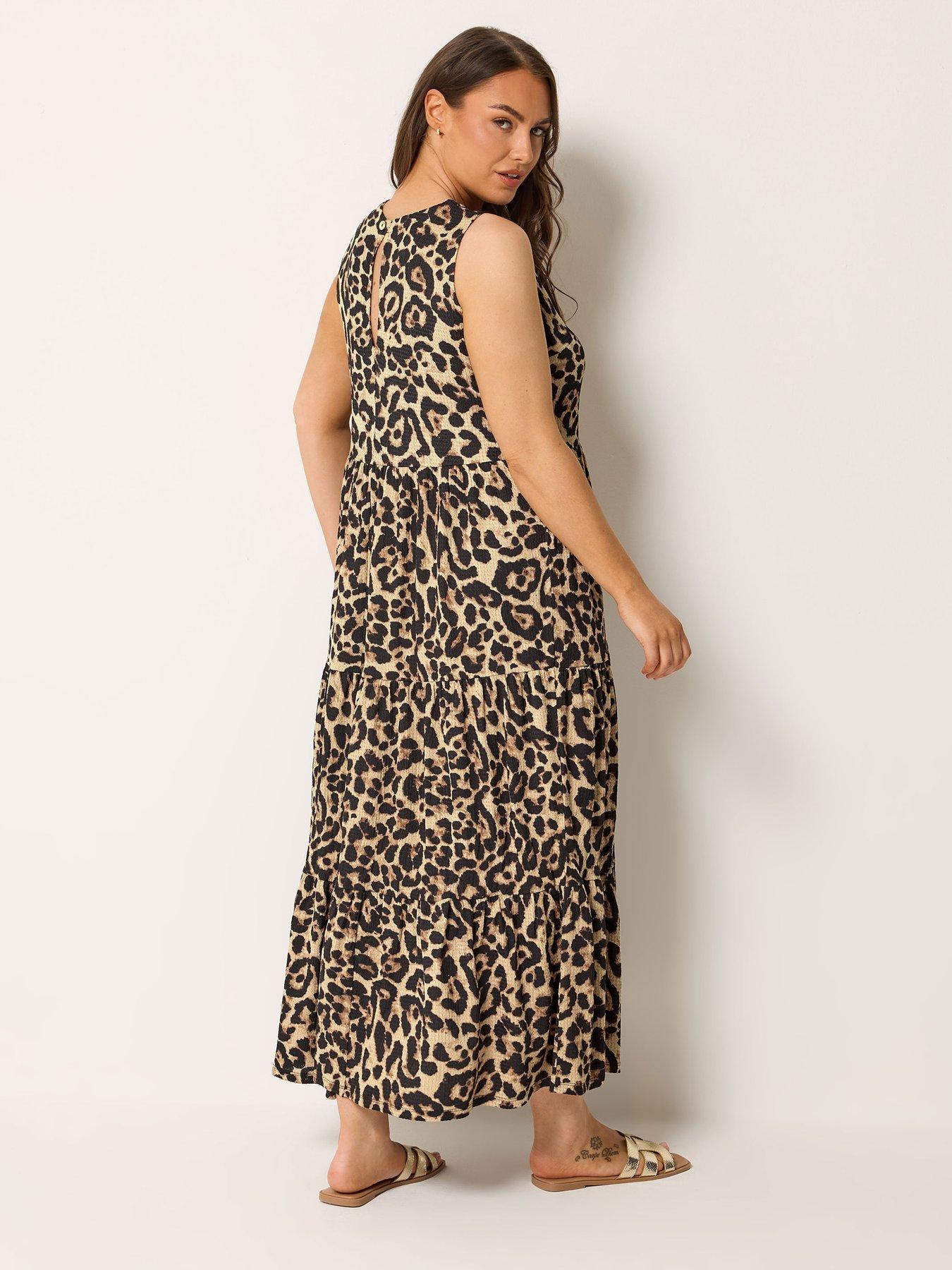 Image 2 of 5 of Yours Curve Leopard Print Tie Maxi Dress