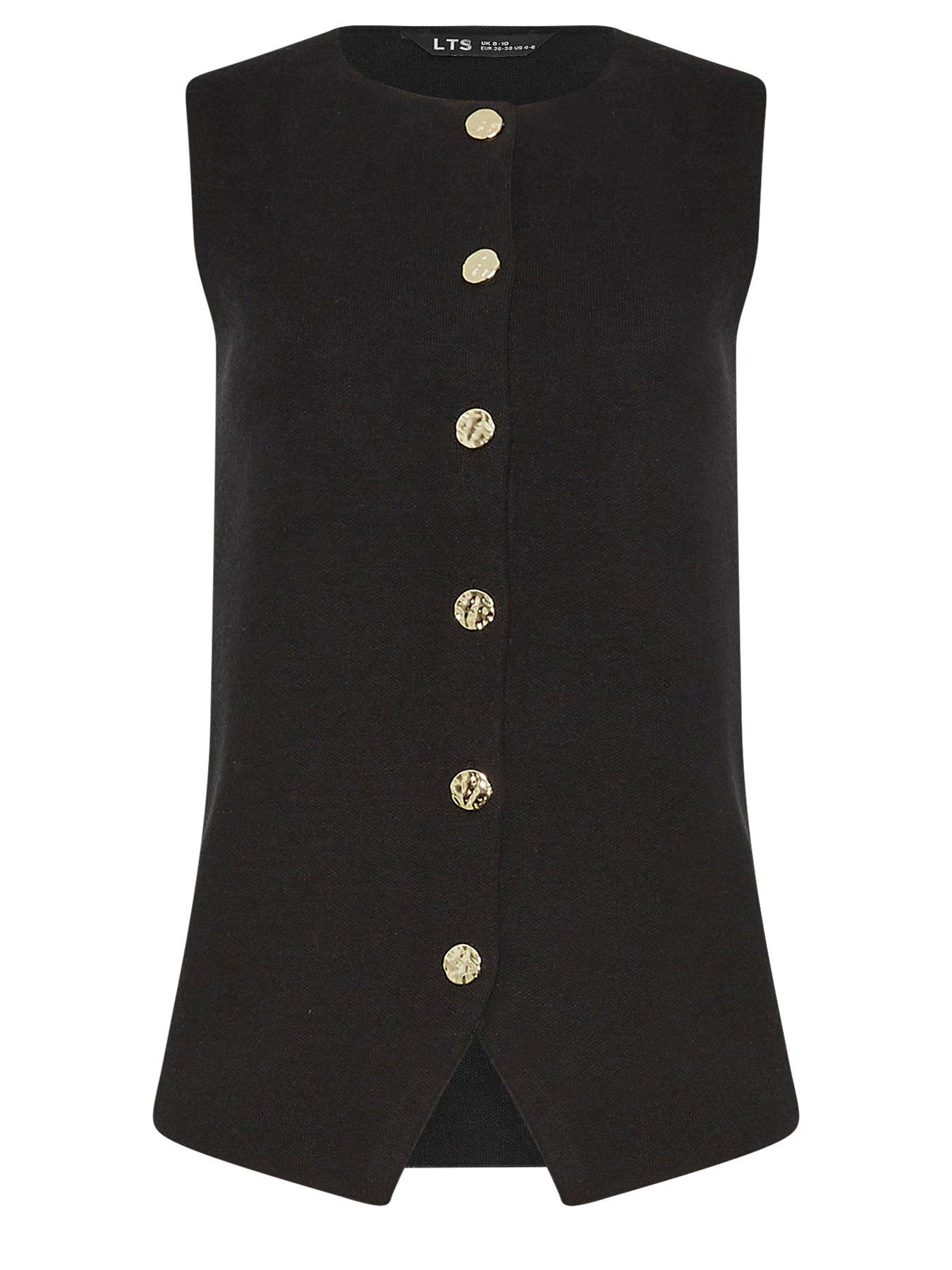 Image 6 of 6 of Long Tall Sally Round Neck Button Vest - Black