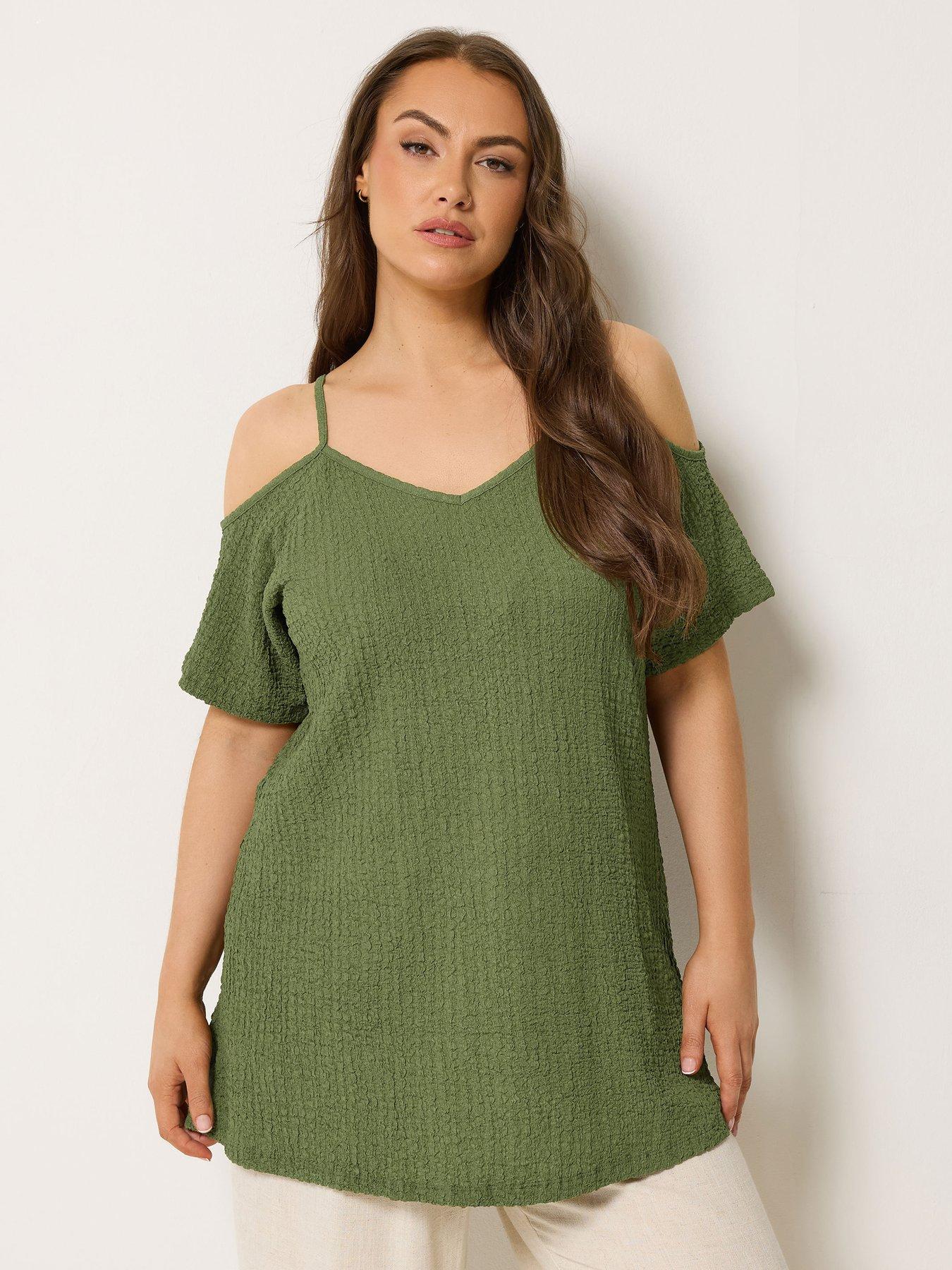 Image 1 of 5 of Yours Curve Textured Cold Shoulder Top