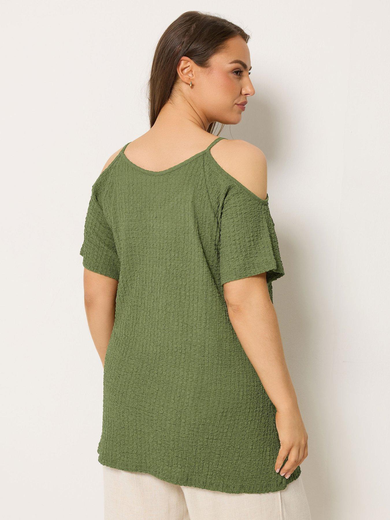 Image 2 of 5 of Yours Curve Textured Cold Shoulder Top
