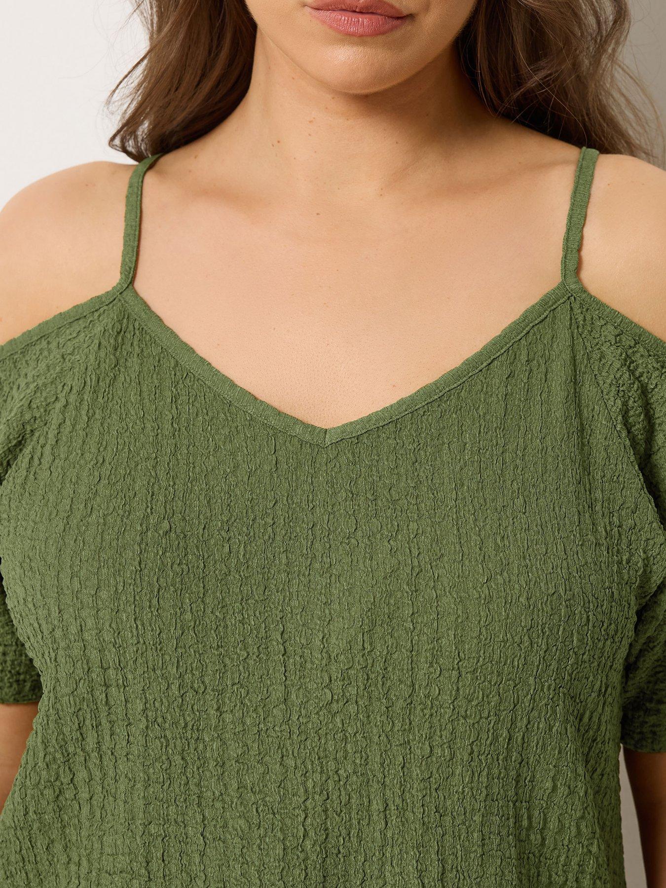 Image 4 of 5 of Yours Curve Textured Cold Shoulder Top