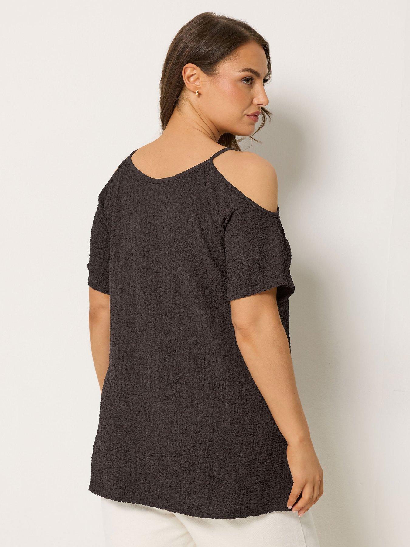 Image 2 of 5 of Yours Curve Textured Cold Shoulder Top