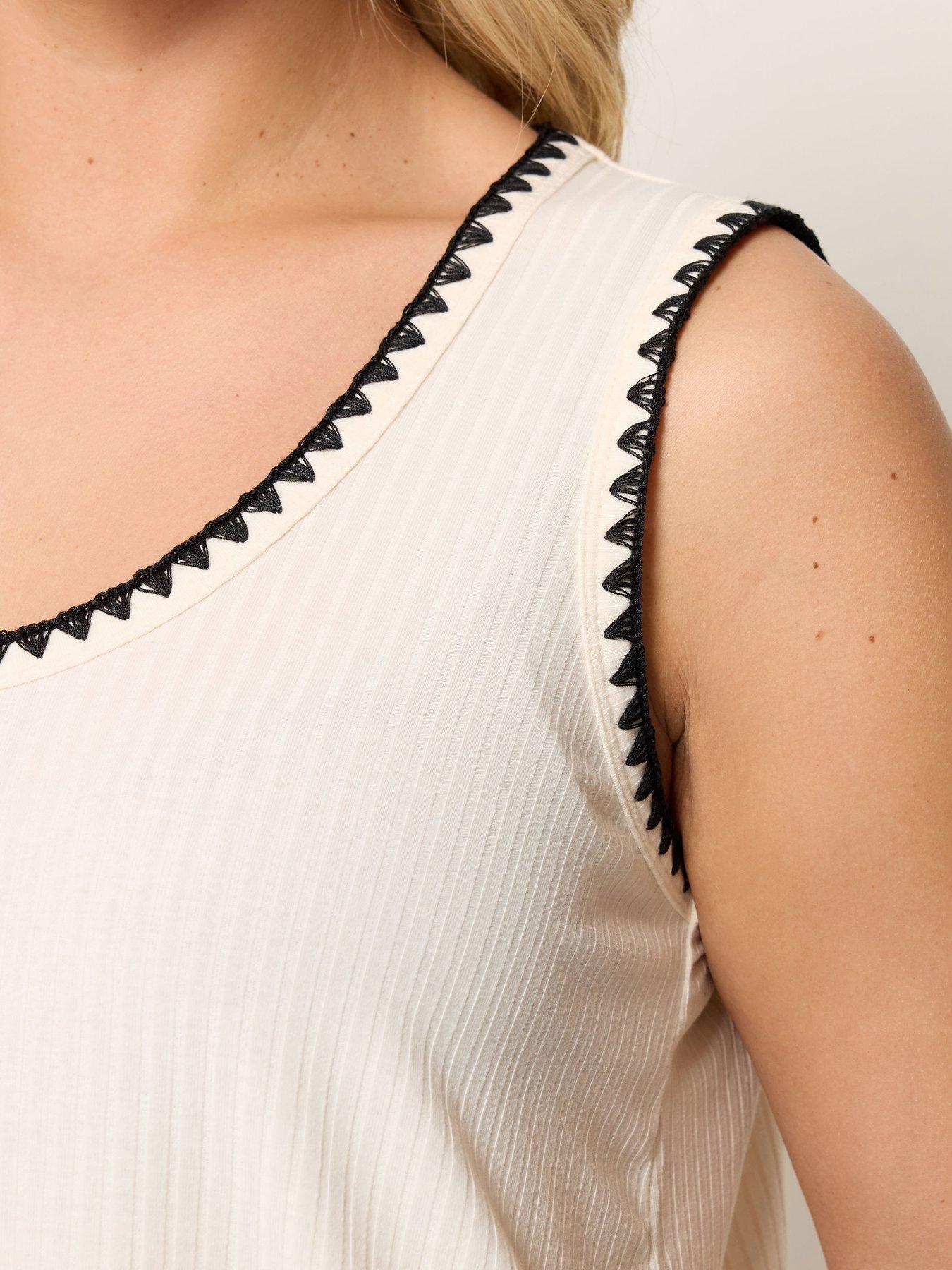 Image 4 of 4 of Yours Curve Button Front Swing T-shirt