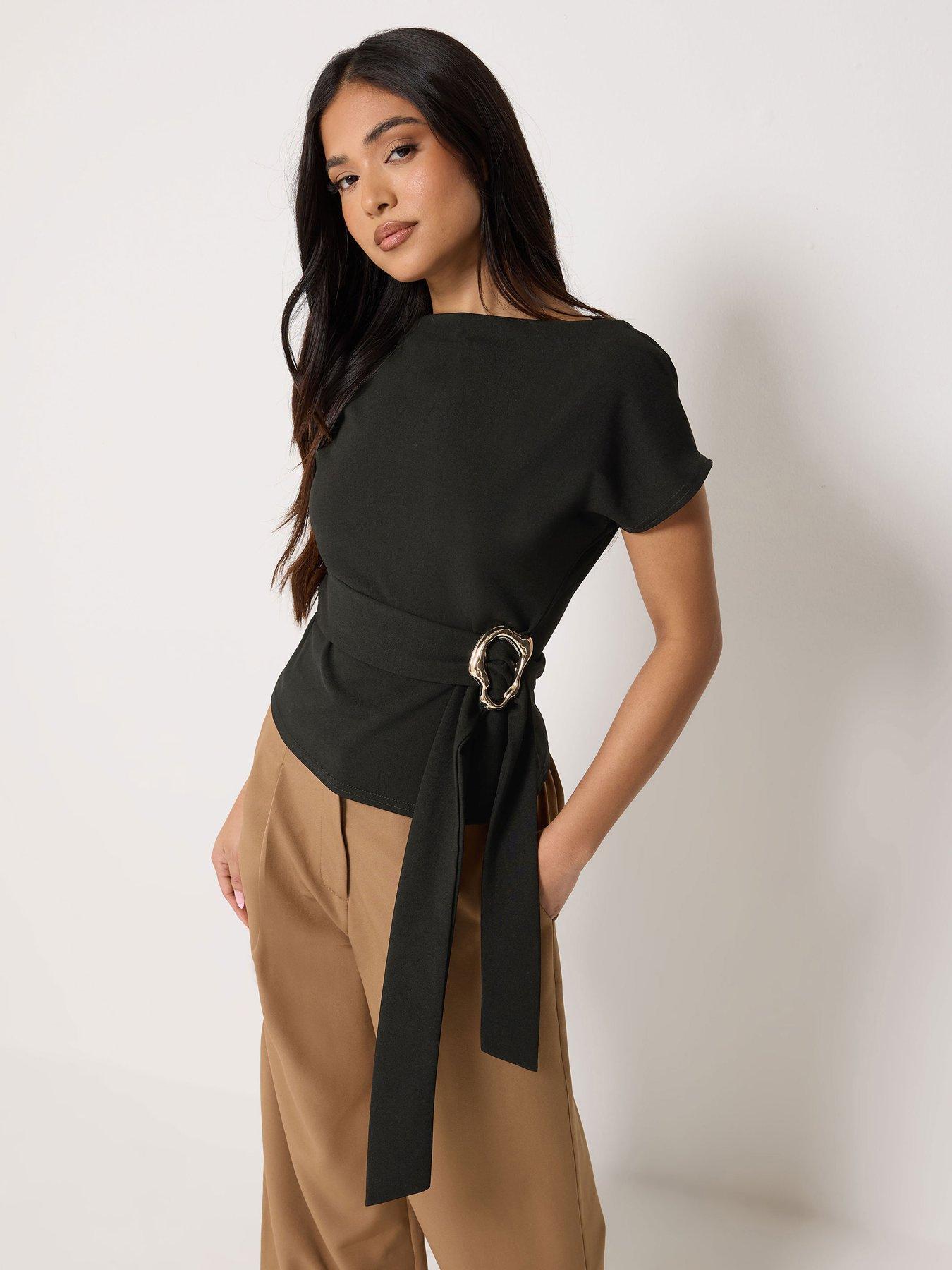 PixieGirl Petite Buckle Belt Top - Black