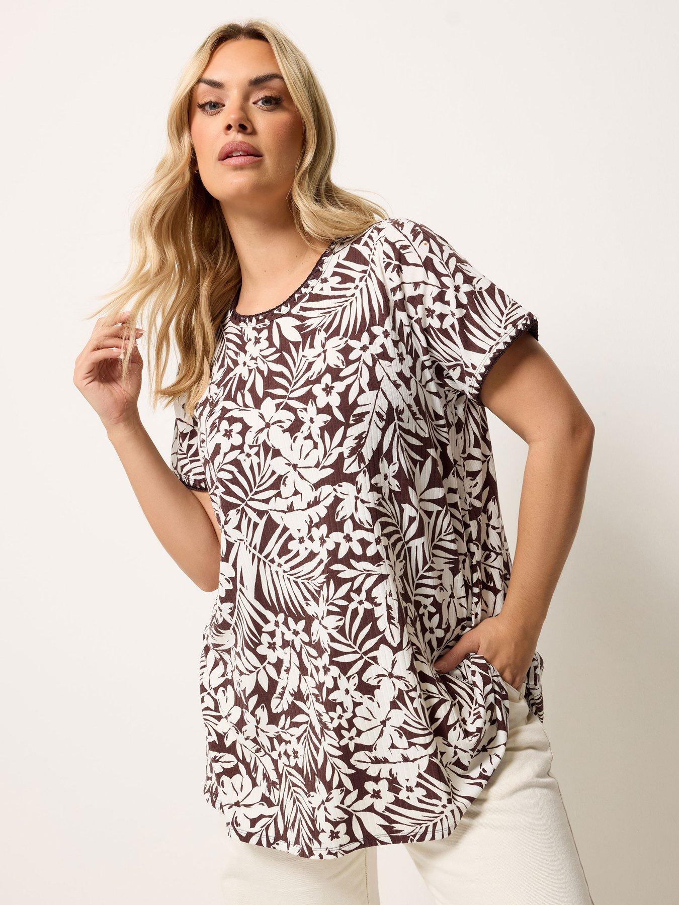 yours-curve-rib-swing-t-shirt-brown