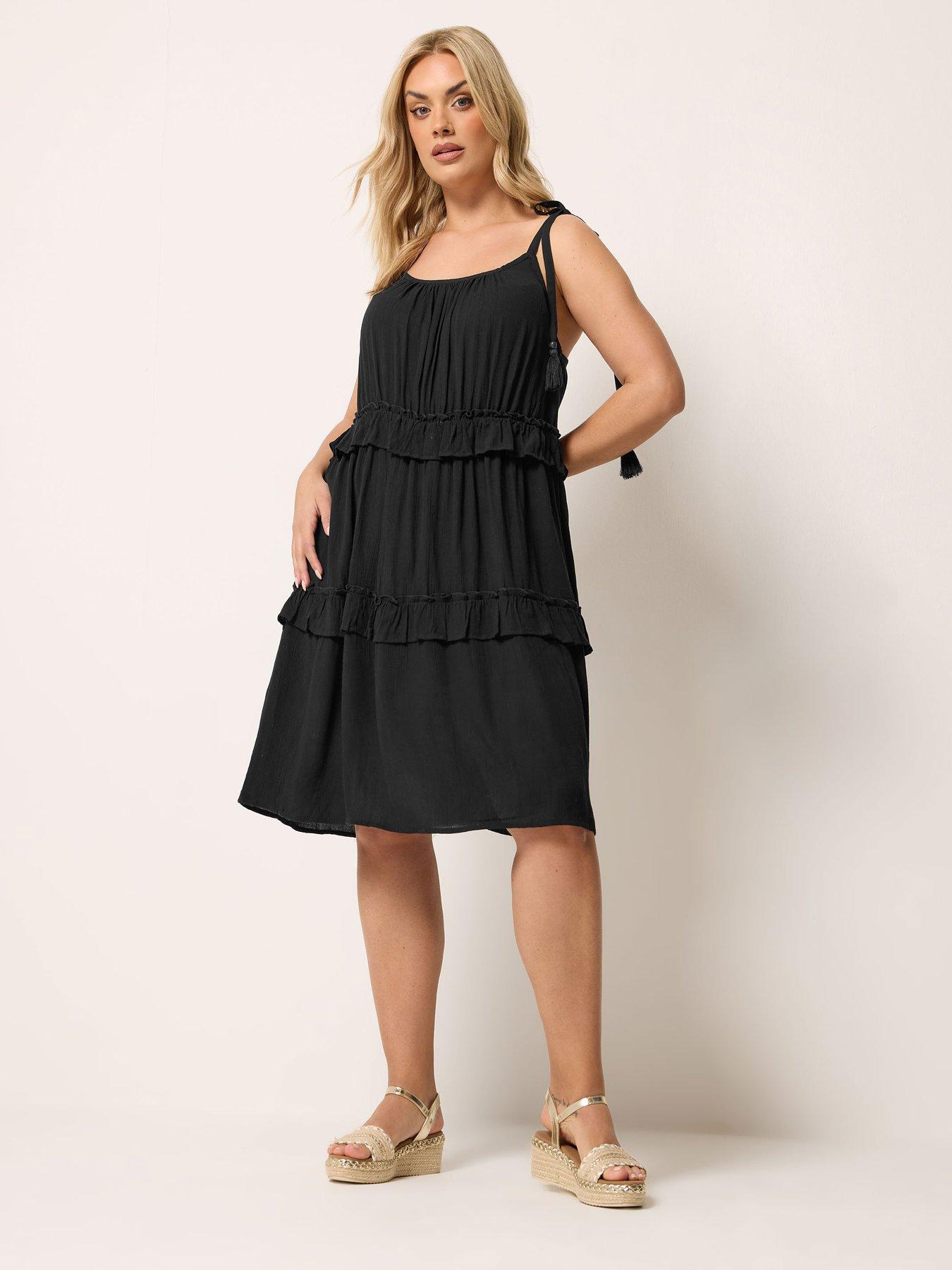  image of yours-curve-ruffle-throw-on-dress-black