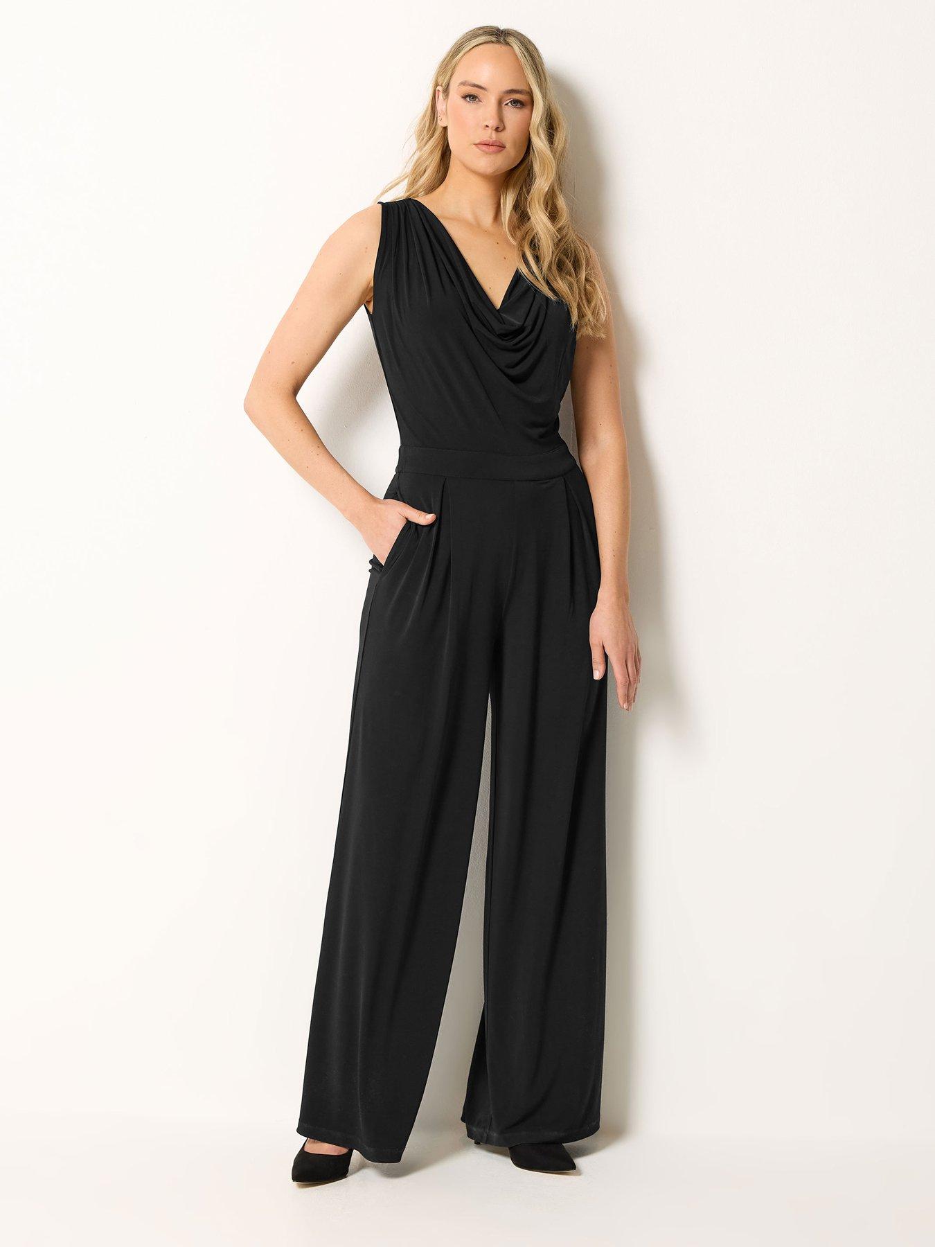 Image 1 of 4 of Long Tall Sally Cowl Neck Sleeveless Jumpsuit - Brown