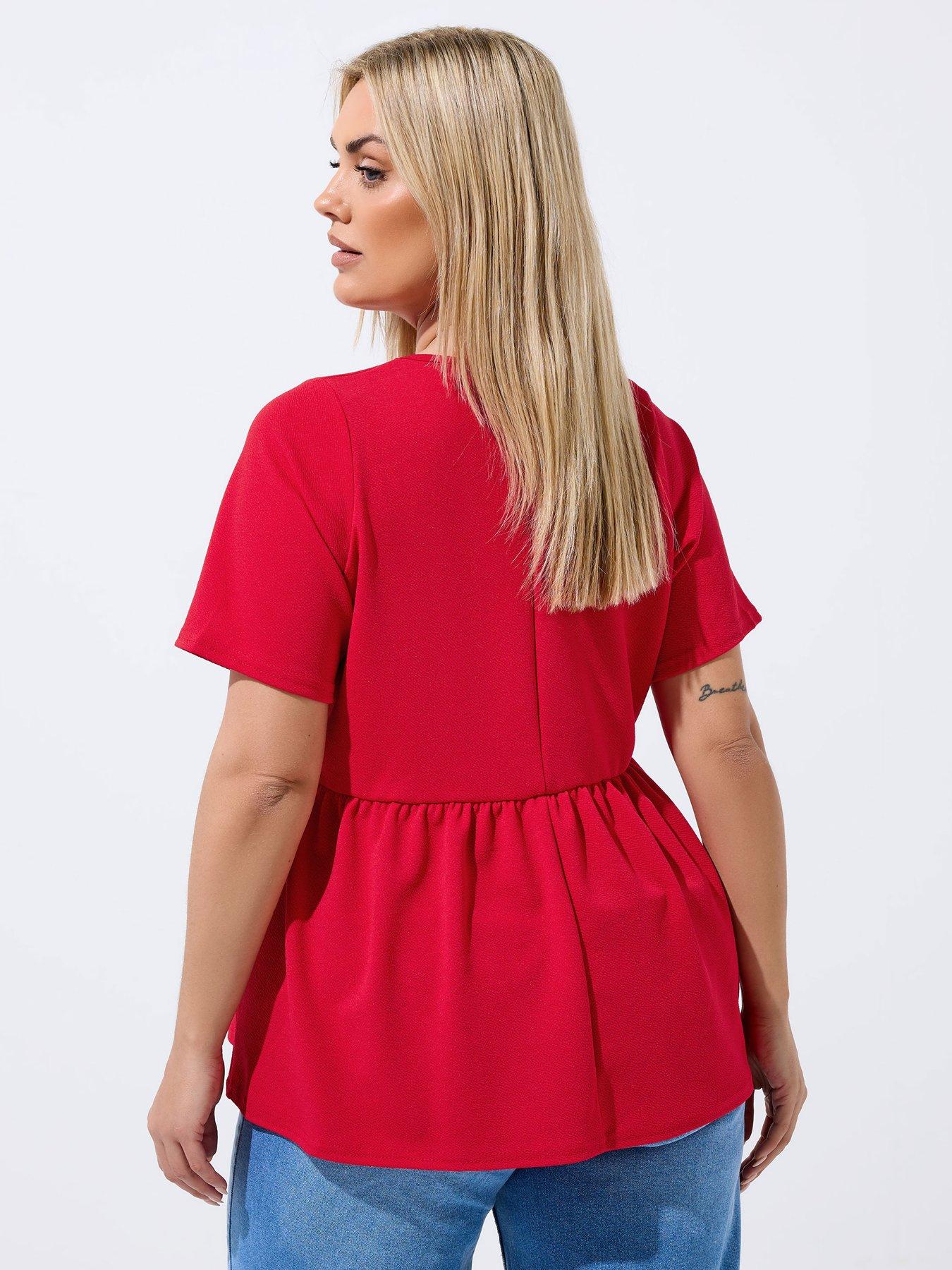 Image 2 of 5 of Yours Curve Button Down Peplum Top