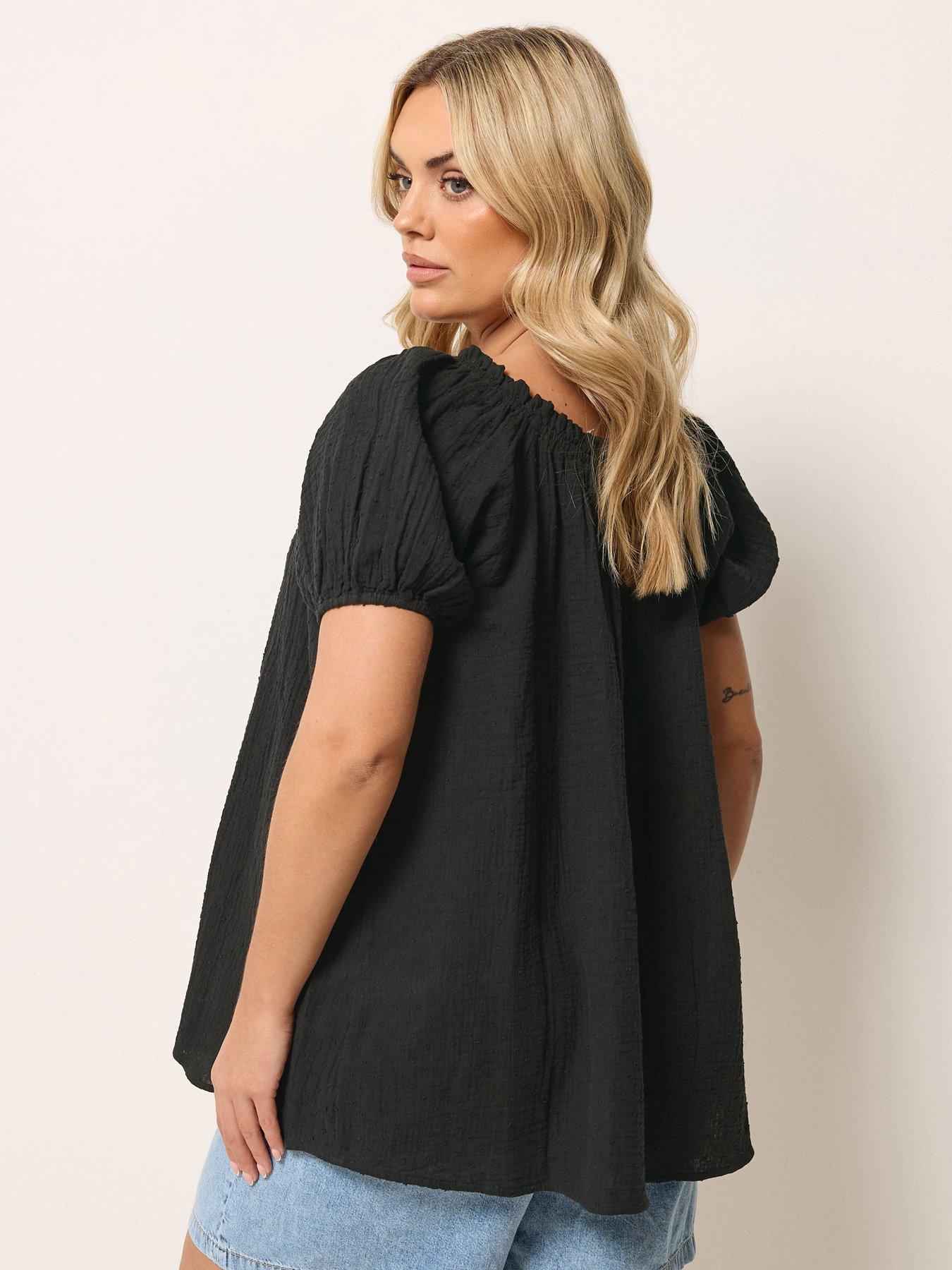 stillFront image of yours-curve-cheesecloth-dobby-bardot-top