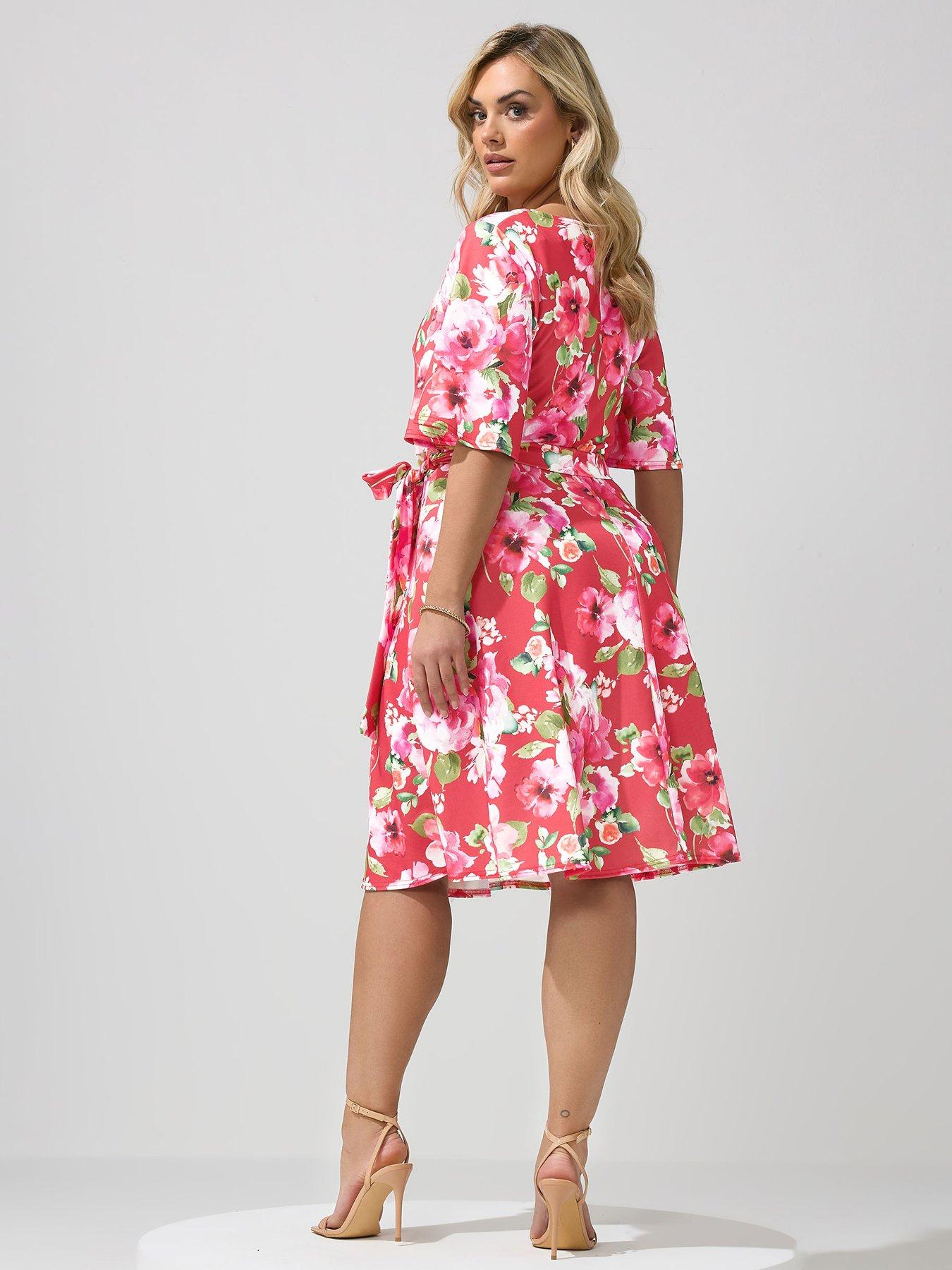 Image 2 of 5 of Yours Curve Floral Wrap Dress