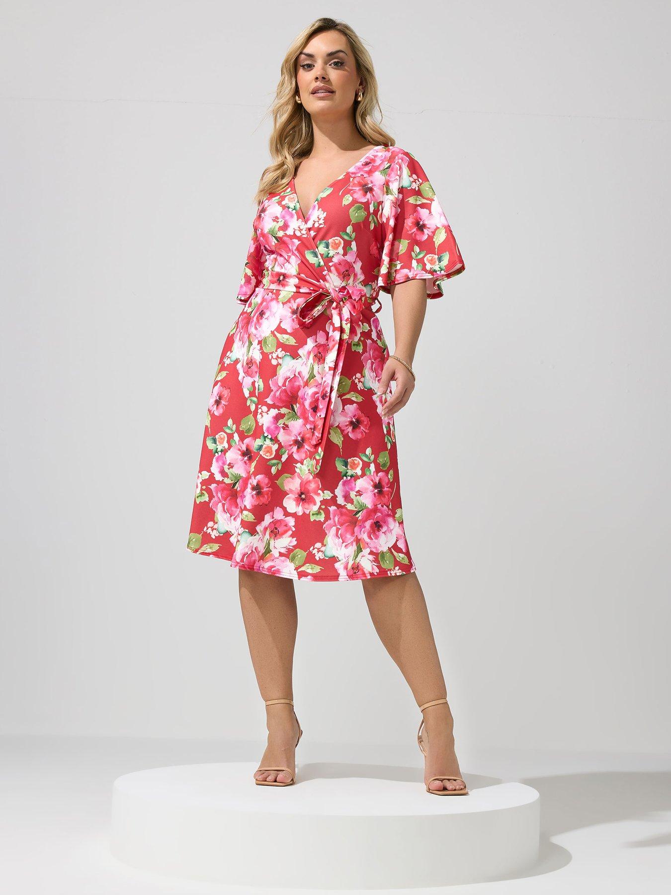 Image 3 of 5 of Yours Curve Floral Wrap Dress