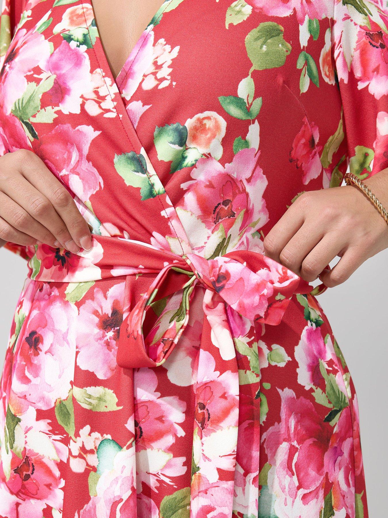 Image 4 of 5 of Yours Curve Floral Wrap Dress