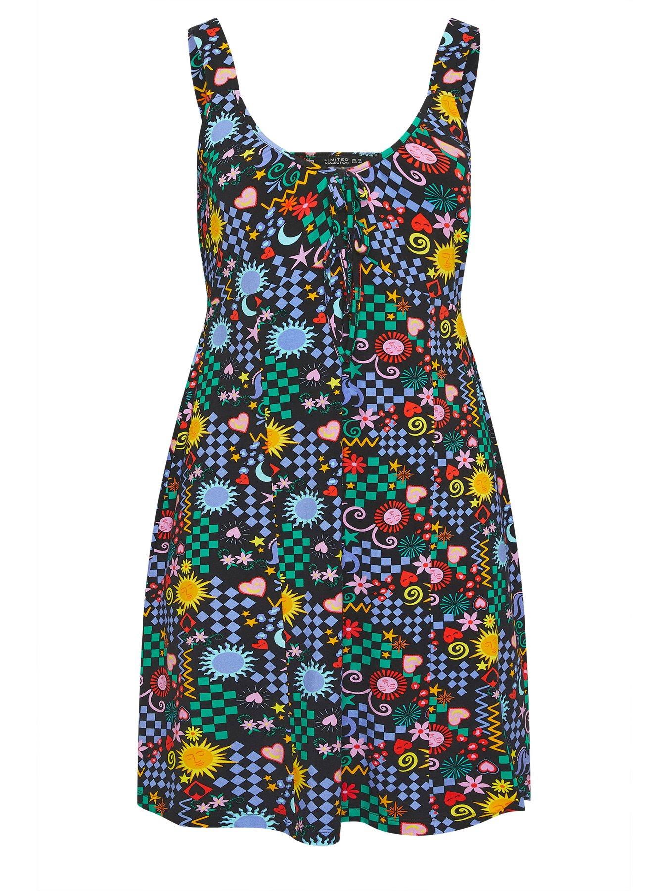 Image 5 of 5 of Yours Curve Printed Mini Dress - Black