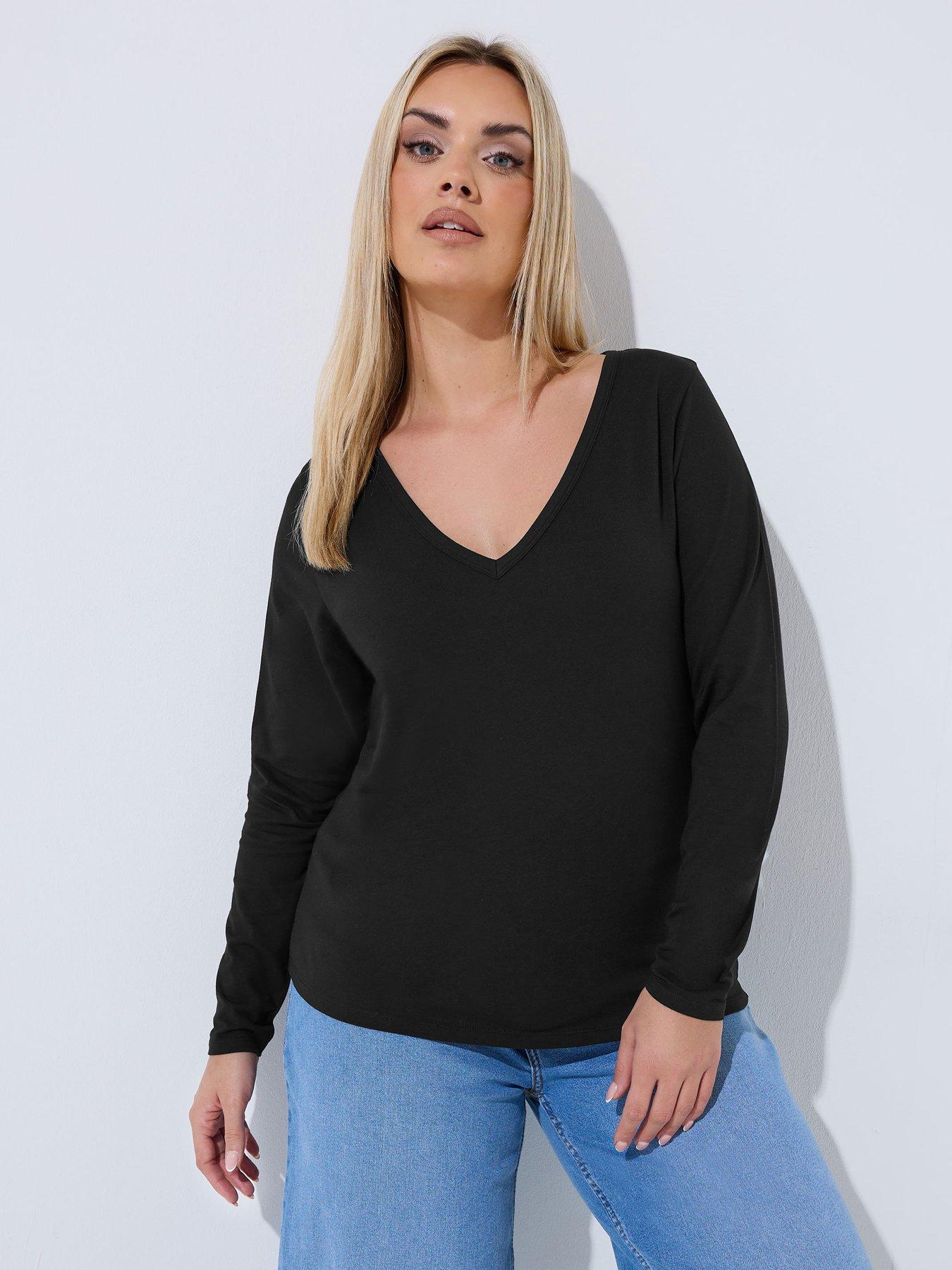 Image 1 of 5 of Yours Curve Long Sleeve Top - Black