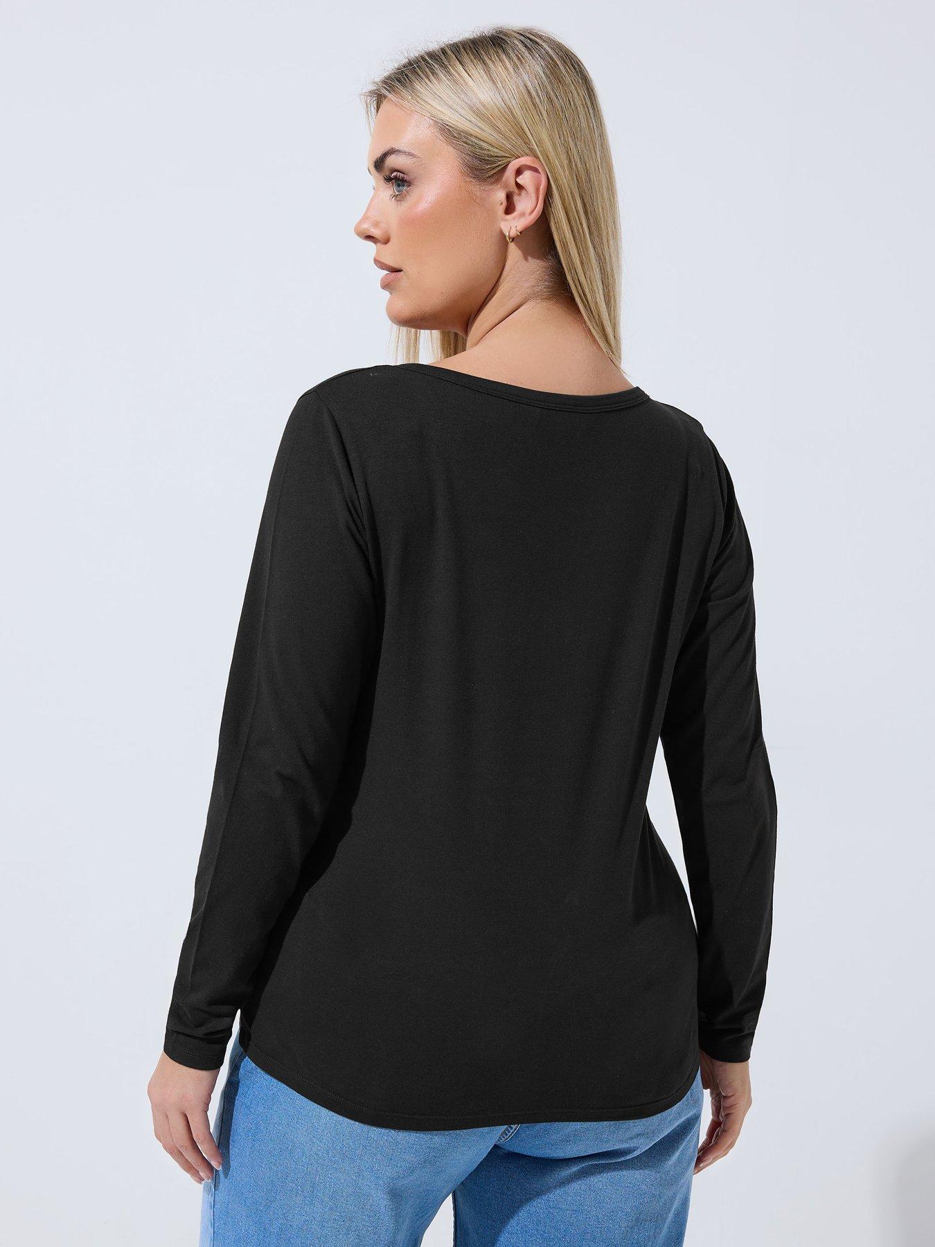 Image 2 of 5 of Yours Curve Long Sleeve Top - Black