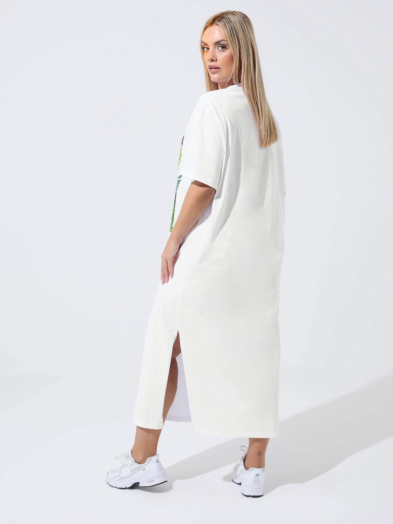 Image 2 of 4 of Yours Curve Tropical T-shirt Dress