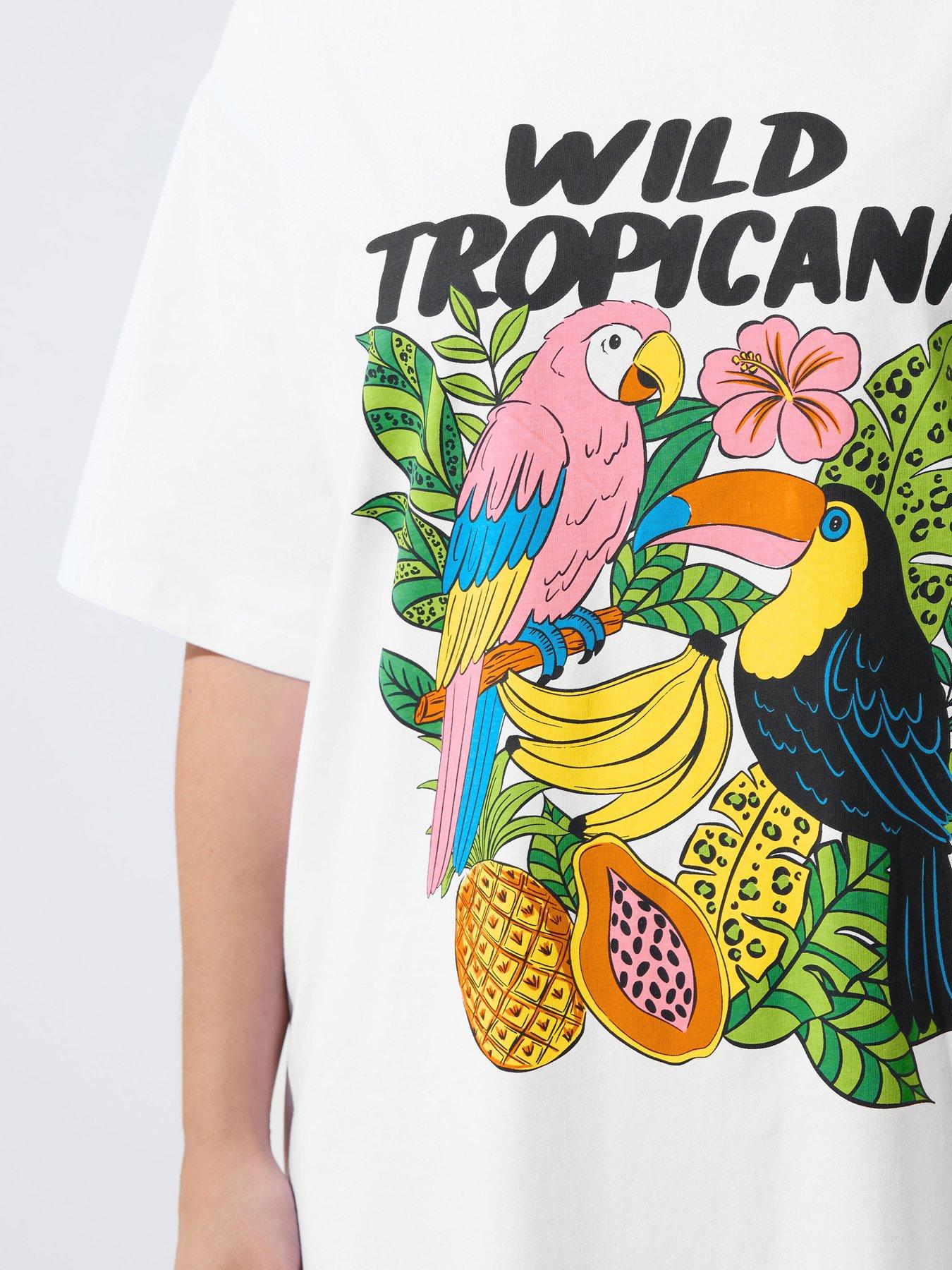 Image 4 of 4 of Yours Curve Tropical T-shirt Dress