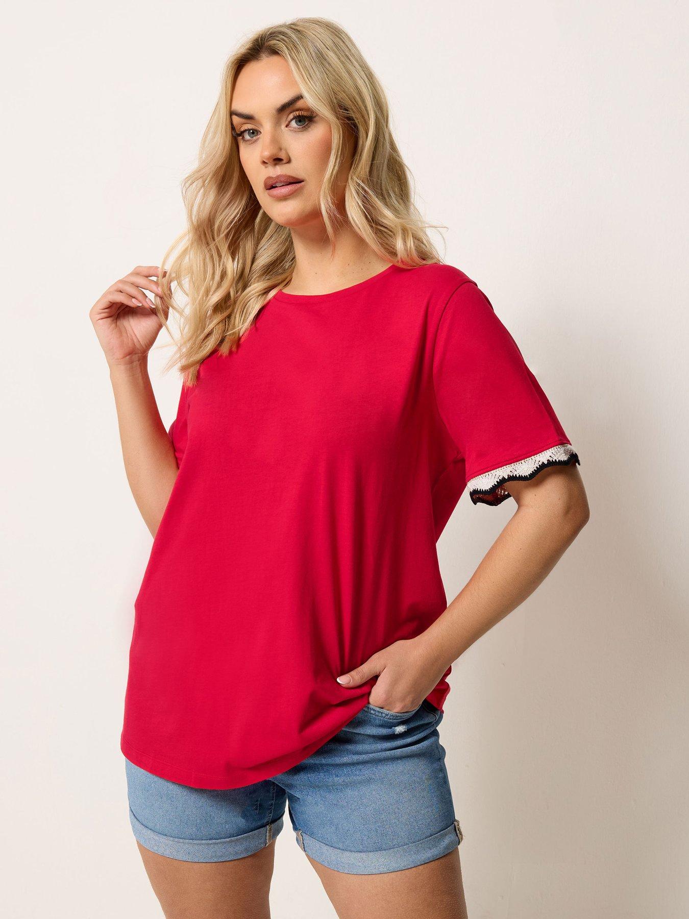 yours-curve-metallic-crochet-trim-t-shirt