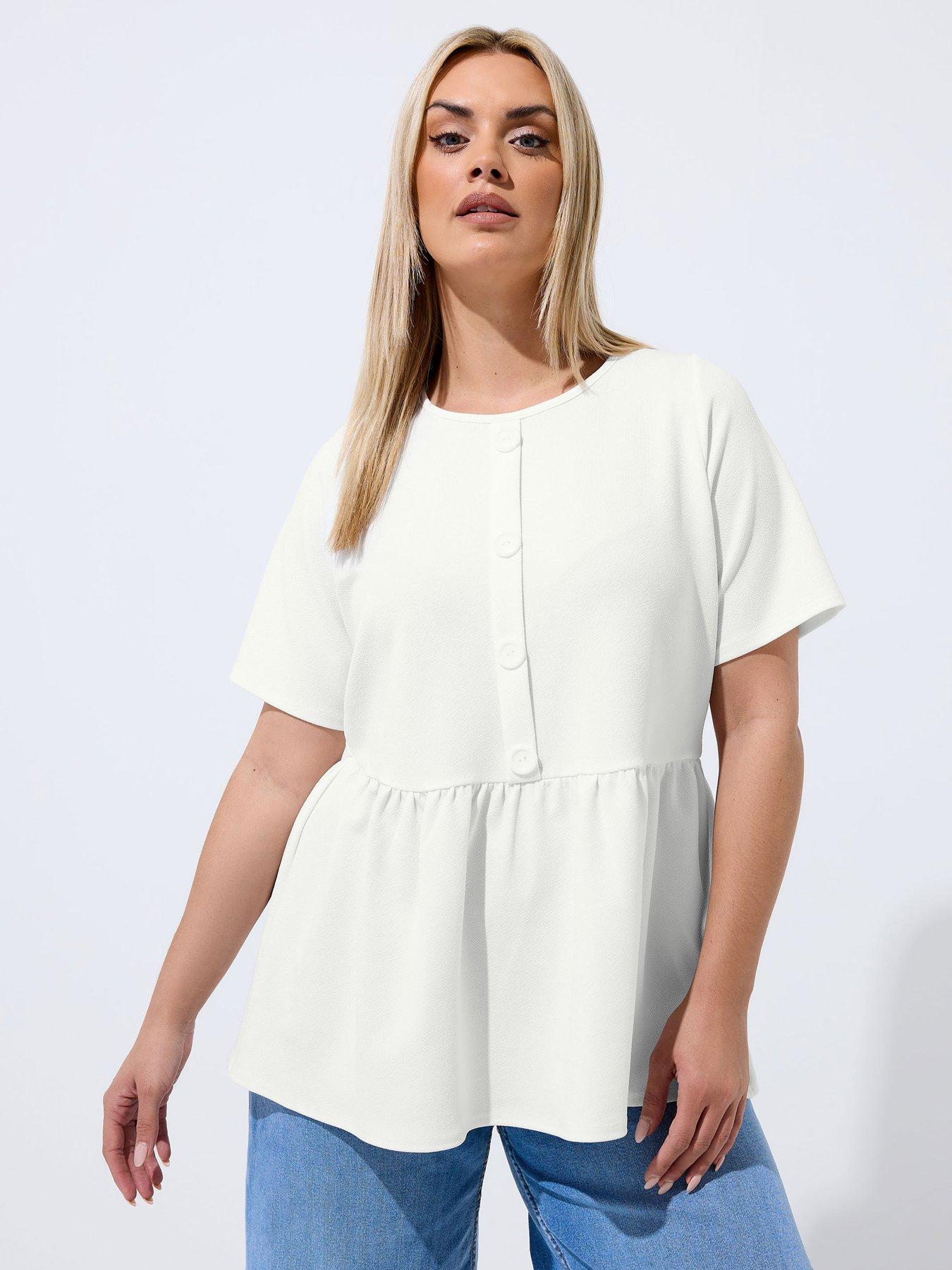 Yours Curve Button Down Peplum Top
