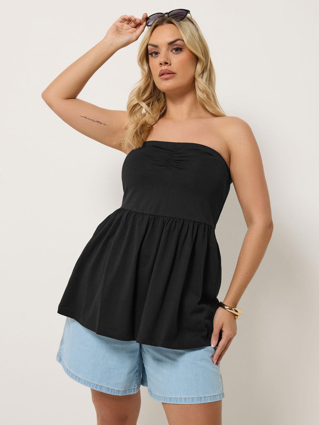 Yours Curve Peplum Tube Top - Black