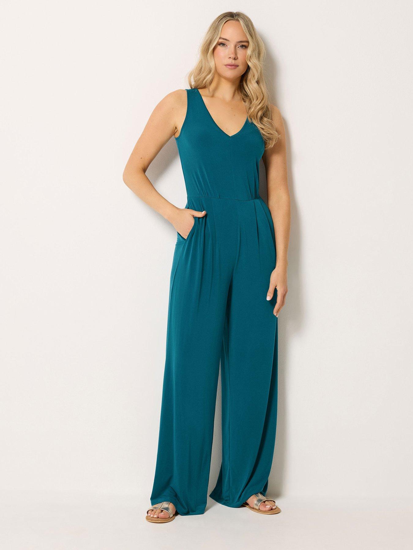 Image 1 of 4 of Long Tall Sally V Neck Sleeveless Jumpsuit - Blue