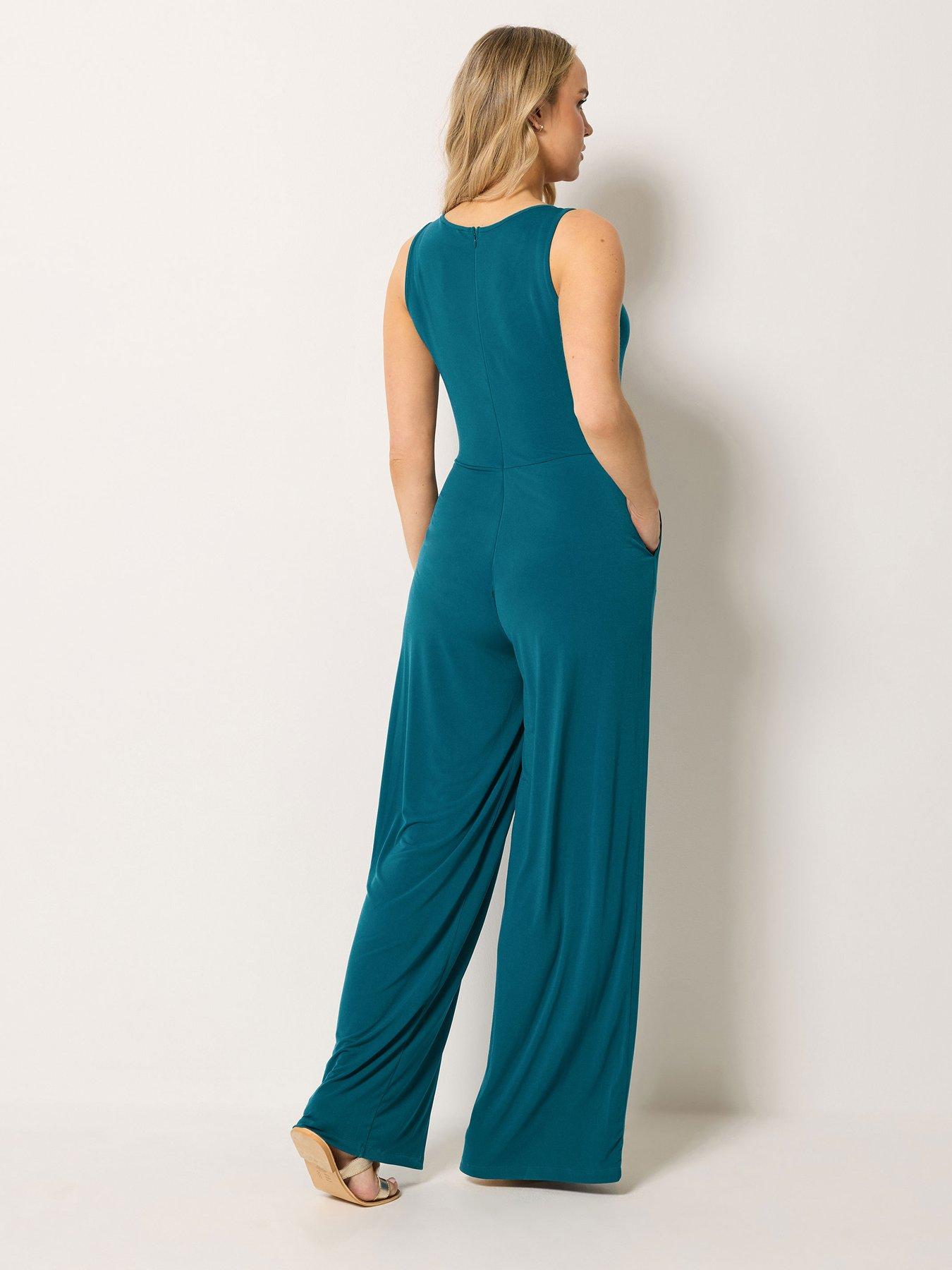 Image 2 of 4 of Long Tall Sally V Neck Sleeveless Jumpsuit - Blue
