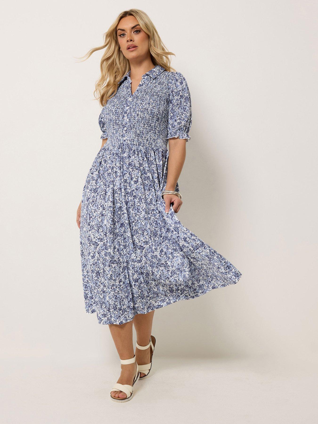 Yours Curve Shirred Short Sleeve Maxi Dress