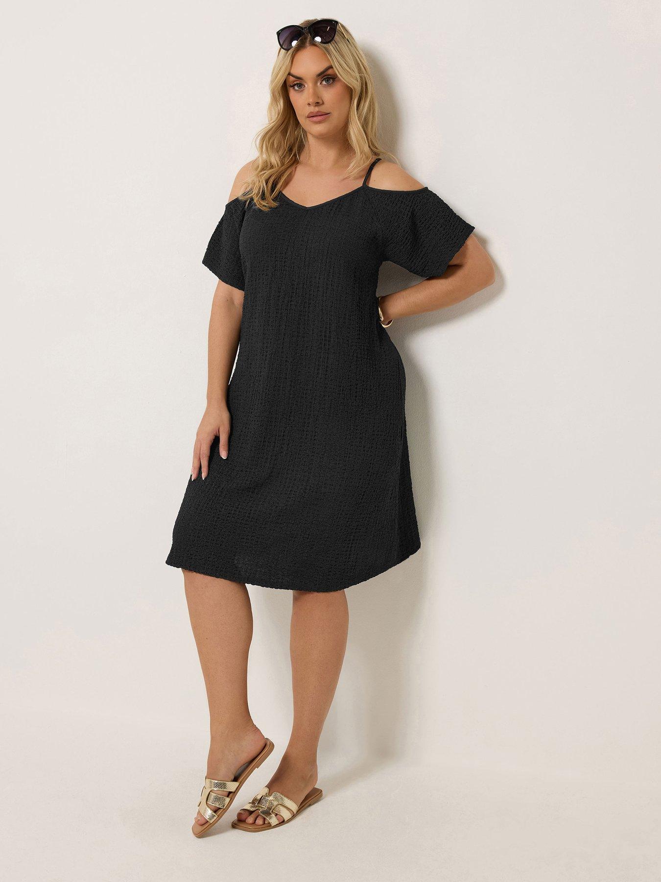 Yours Curve Textured Cold Shoulder Dress