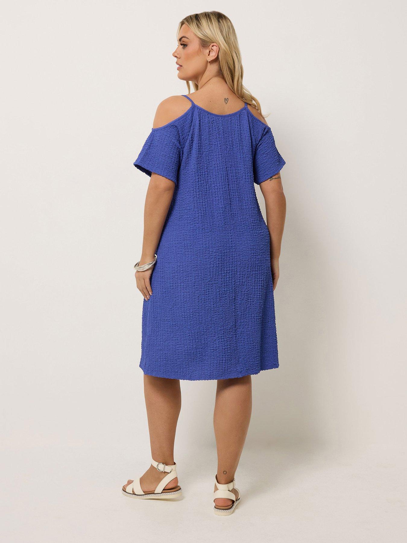 Image 2 of 5 of Yours Curve Textured Cold Shoulder Dress