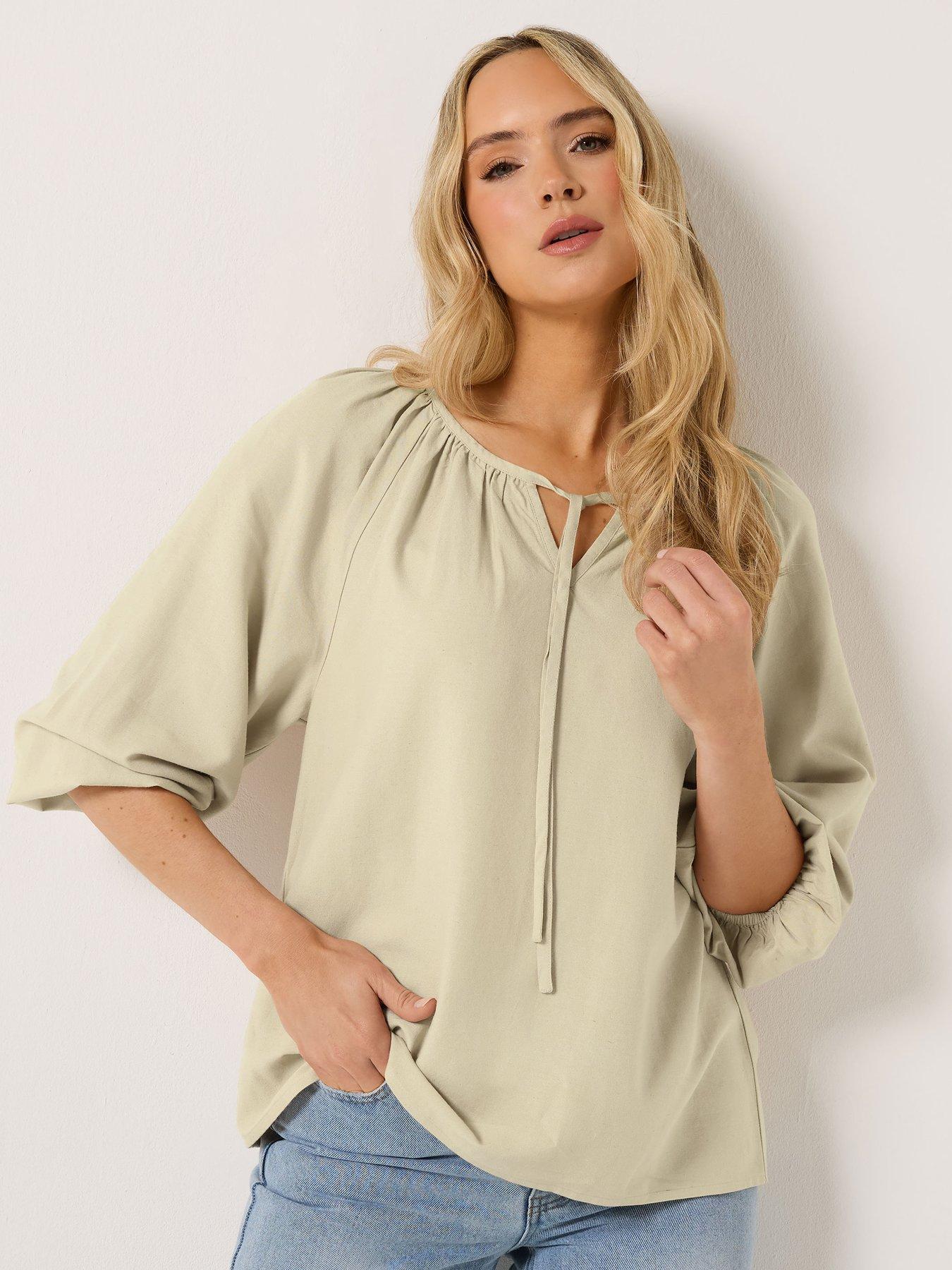 Image 4 of 6 of Long Tall Sally Gypsy Linen Top - Natural Brown