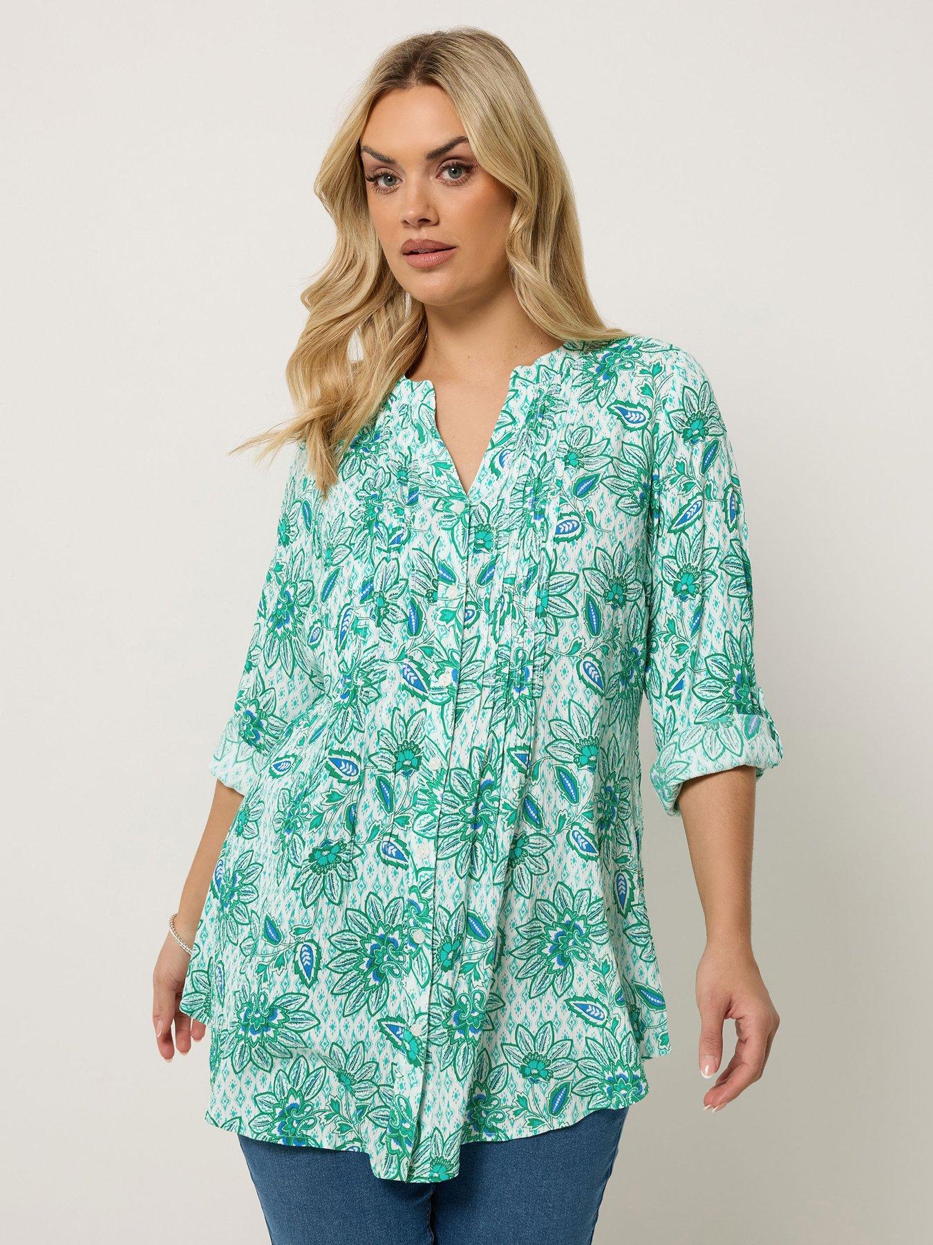 Yours Curve Paisley Pintuck Blouse - Black
