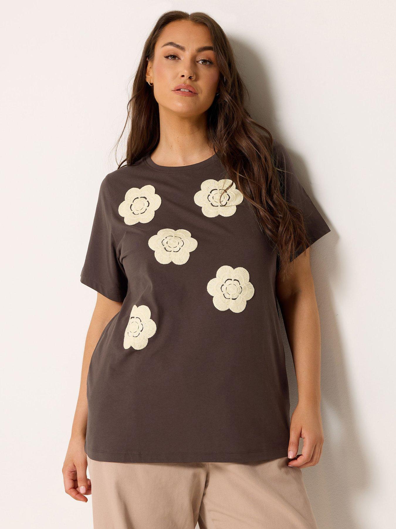 Yours Curve Applique Daisy T-shirt