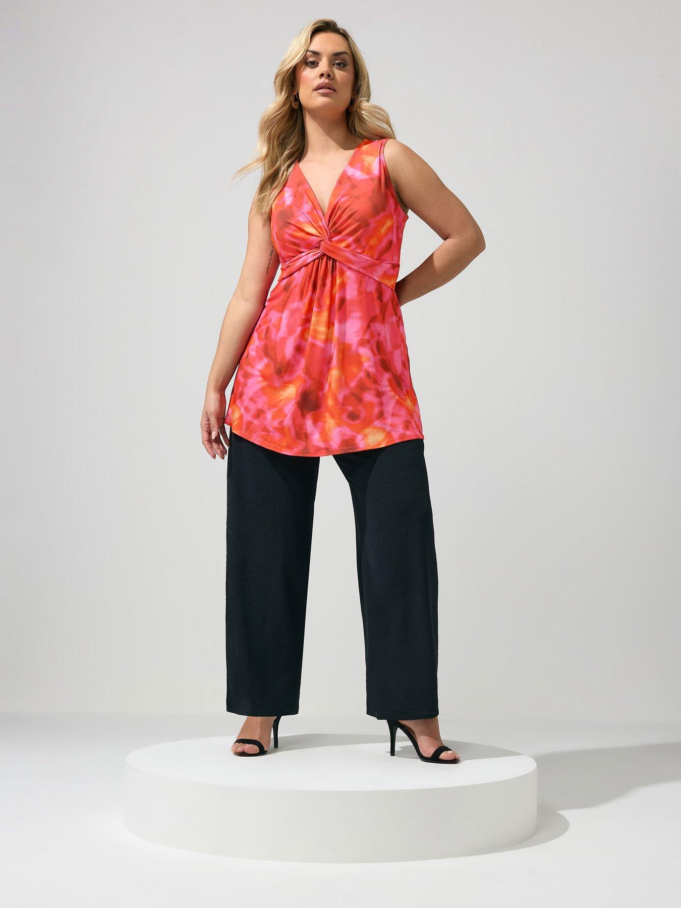 Image 3 of 5 of Yours Curve Abstract Sleeveless Knot Front Top - Black