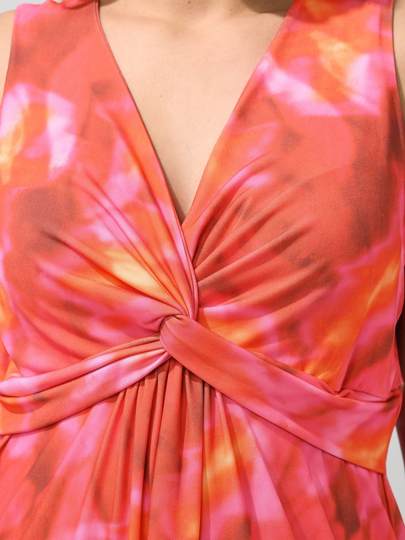Image 4 of 5 of Yours Curve Abstract Sleeveless Knot Front Top - Black