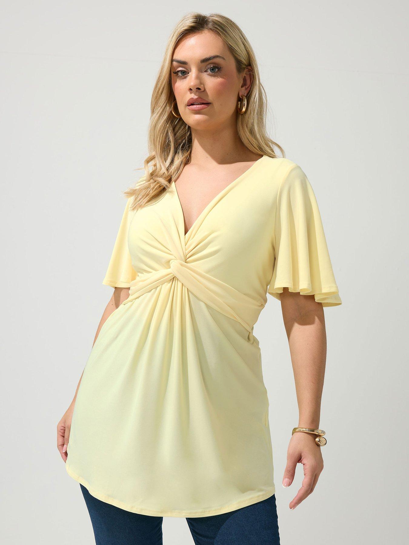 Image 1 of 5 of Yours Curve Angel Sleeve Knot Front Top