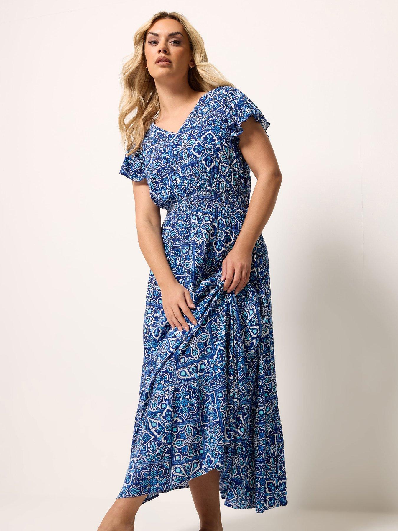 yours-curve-tile-print-crinkle-maxi-dress-blue