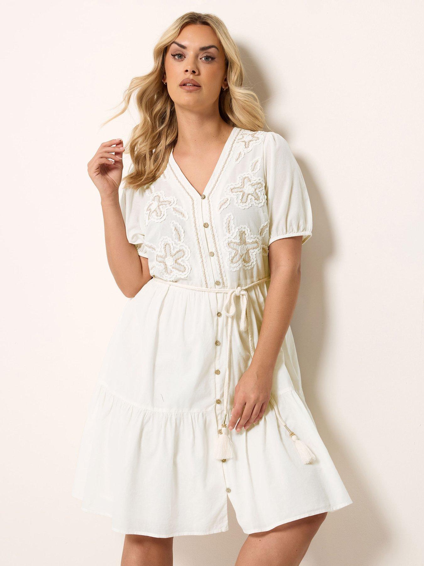 Yours Curve Cornelli Shirt Dress - White