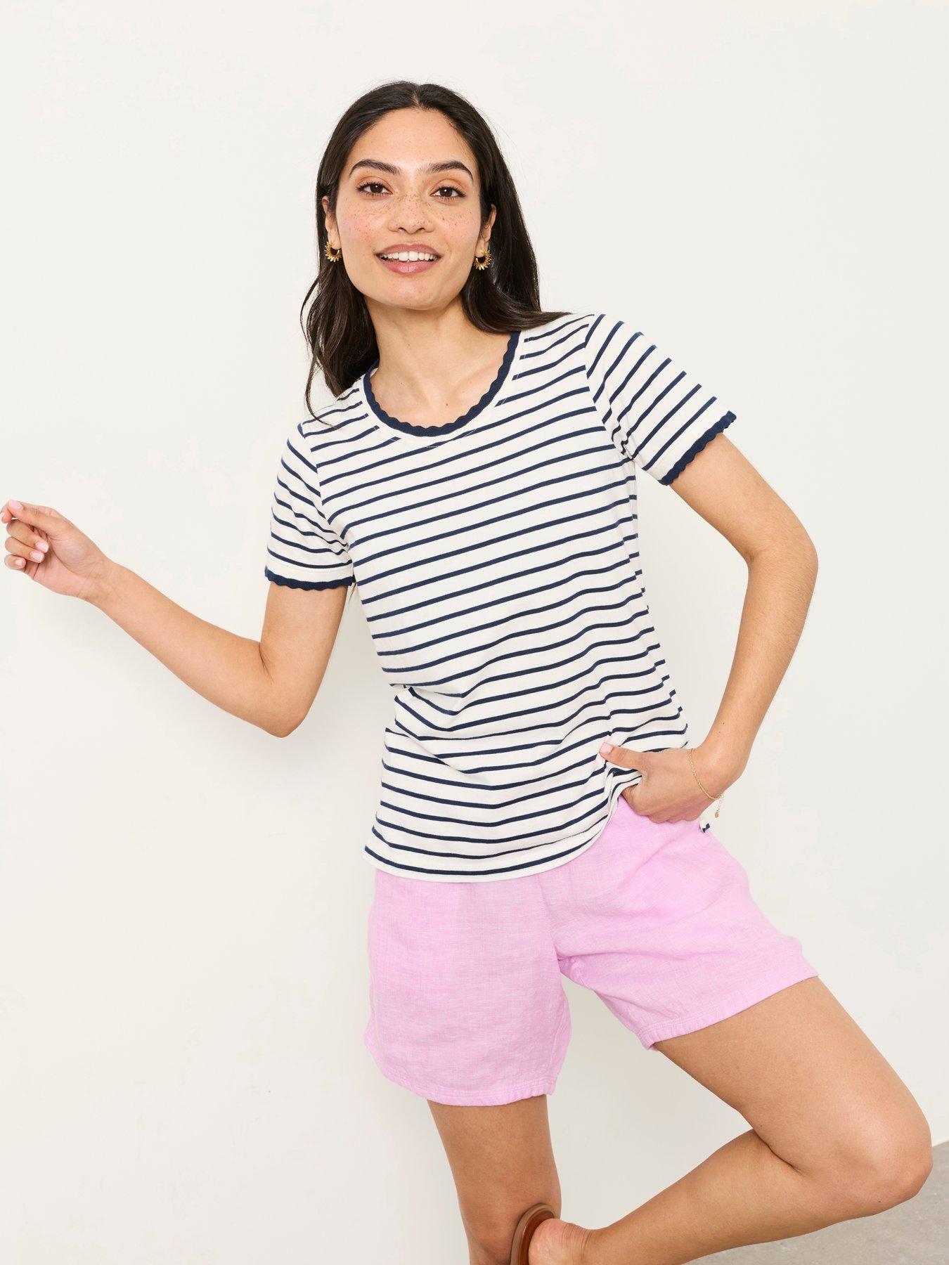 FatFace Natalie Scallop Edge T-Shirt - Cream