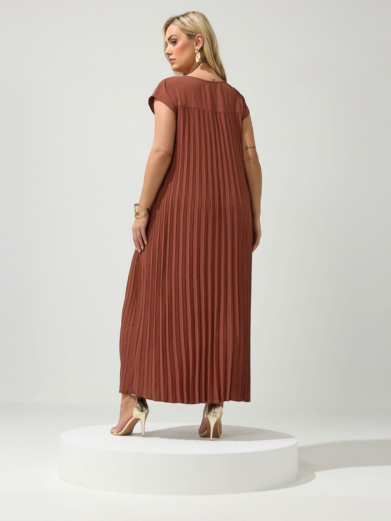  image of yours-curve-pleated-dress-brown
